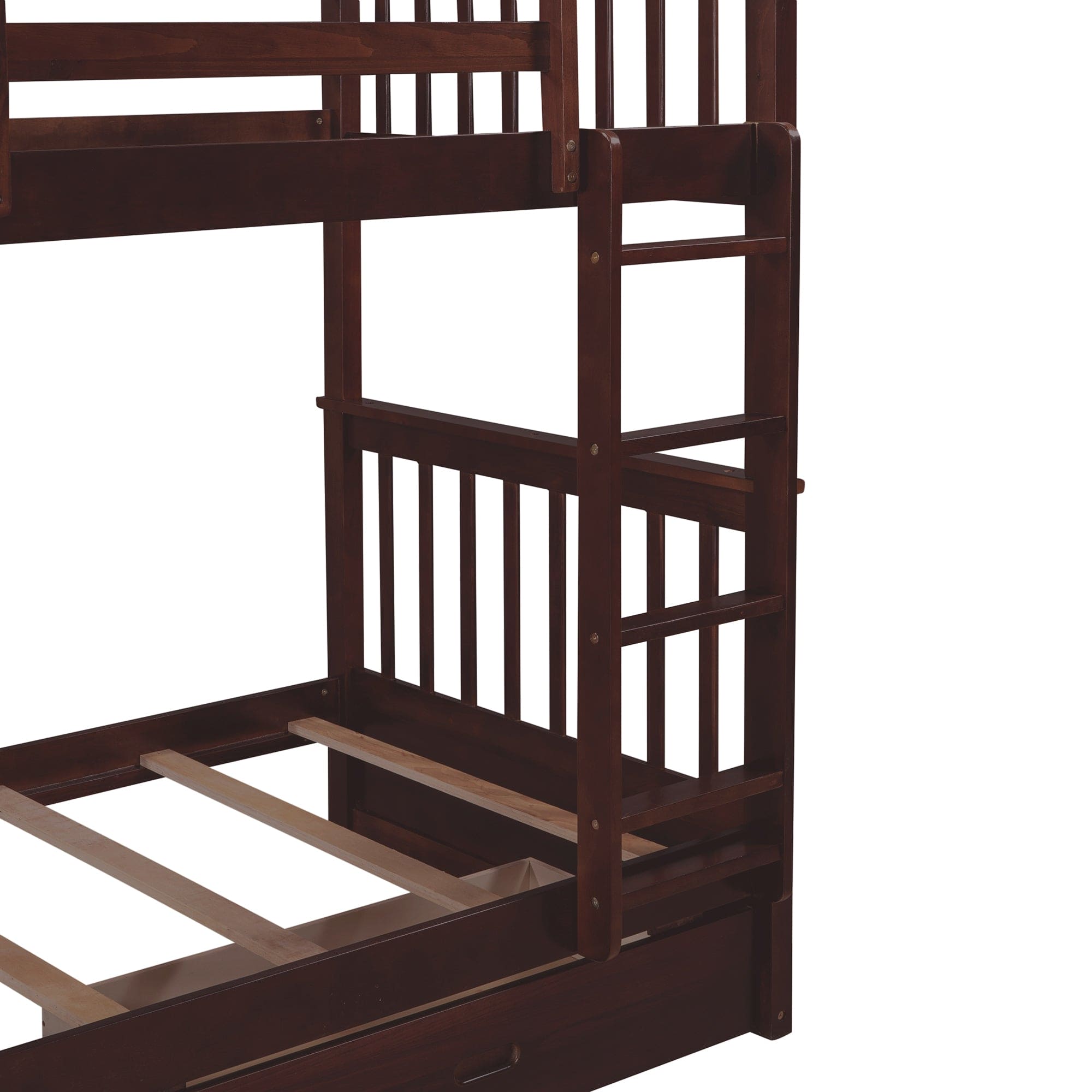 Twin-Over-Twin Bunk Bed with Ladders and Two Storage Drawers (Espresso)(OLD SKU:LT000265AAP)