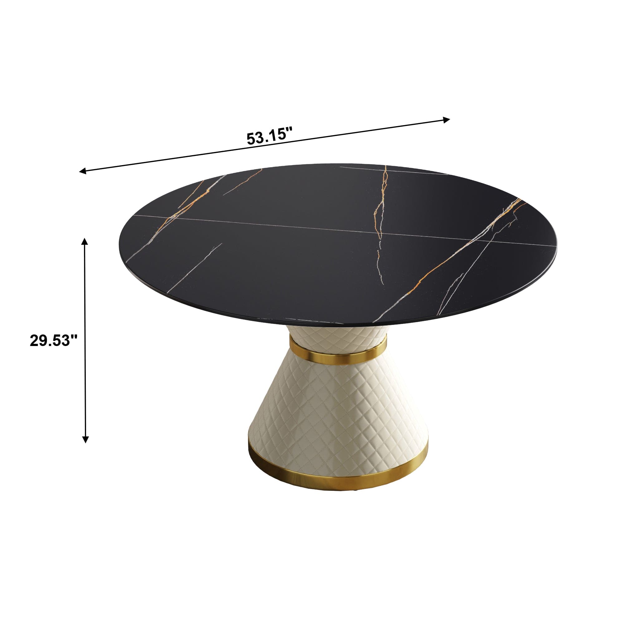 53.15"Modern artificial stone round white carbon steel base dining table-can accommodate 6 people