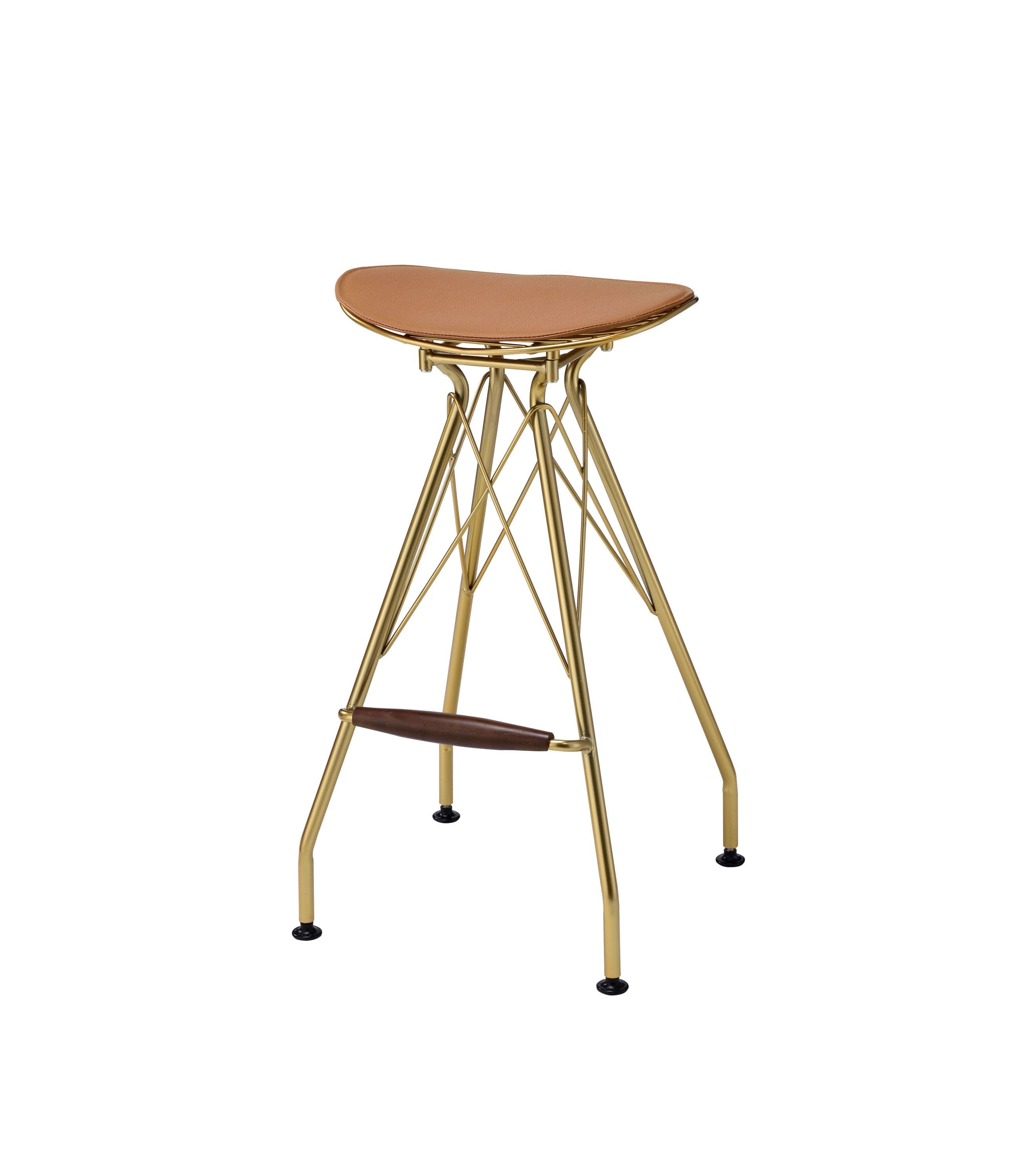 ACME Dragea Bar Stool (Set-2), Whiskey PU & Gold 96850