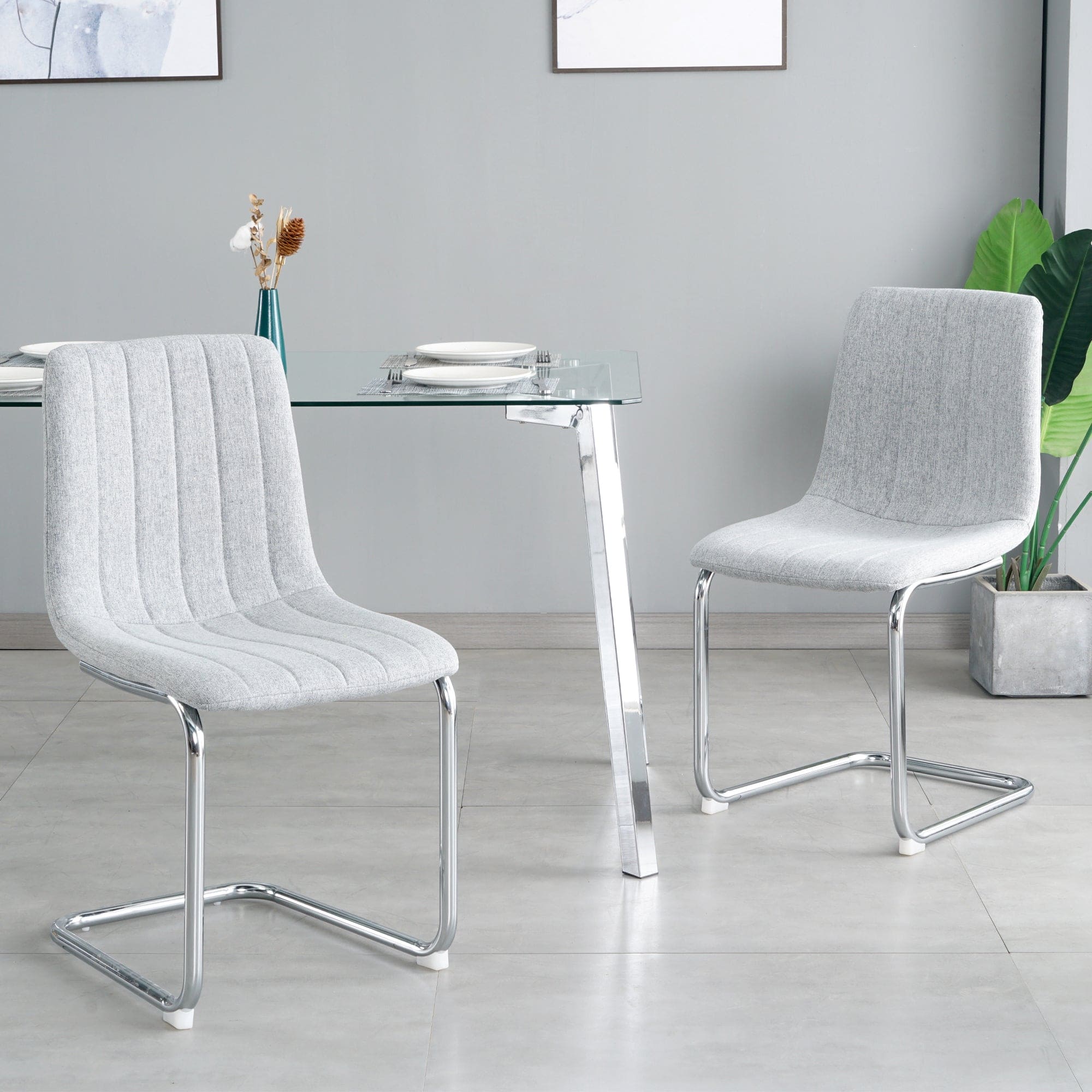 Modern simple light luxury dining Light Grey chair home bedroom stool back student desk chair metal leg (silver)bow chairs (set of 4)