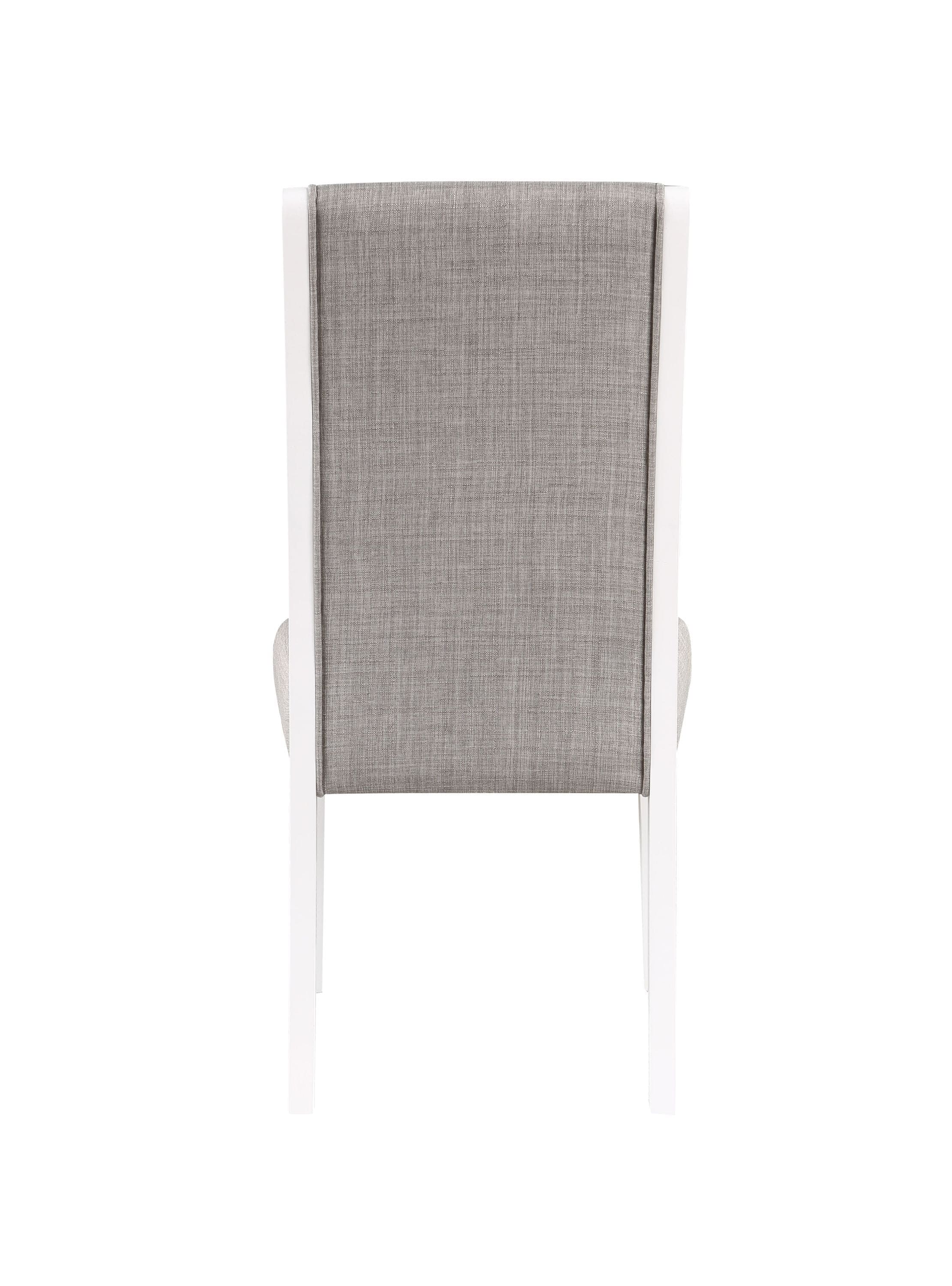 ACME Hollyn Side Chair (Set-2), Gray Linen & White Finish DN02160