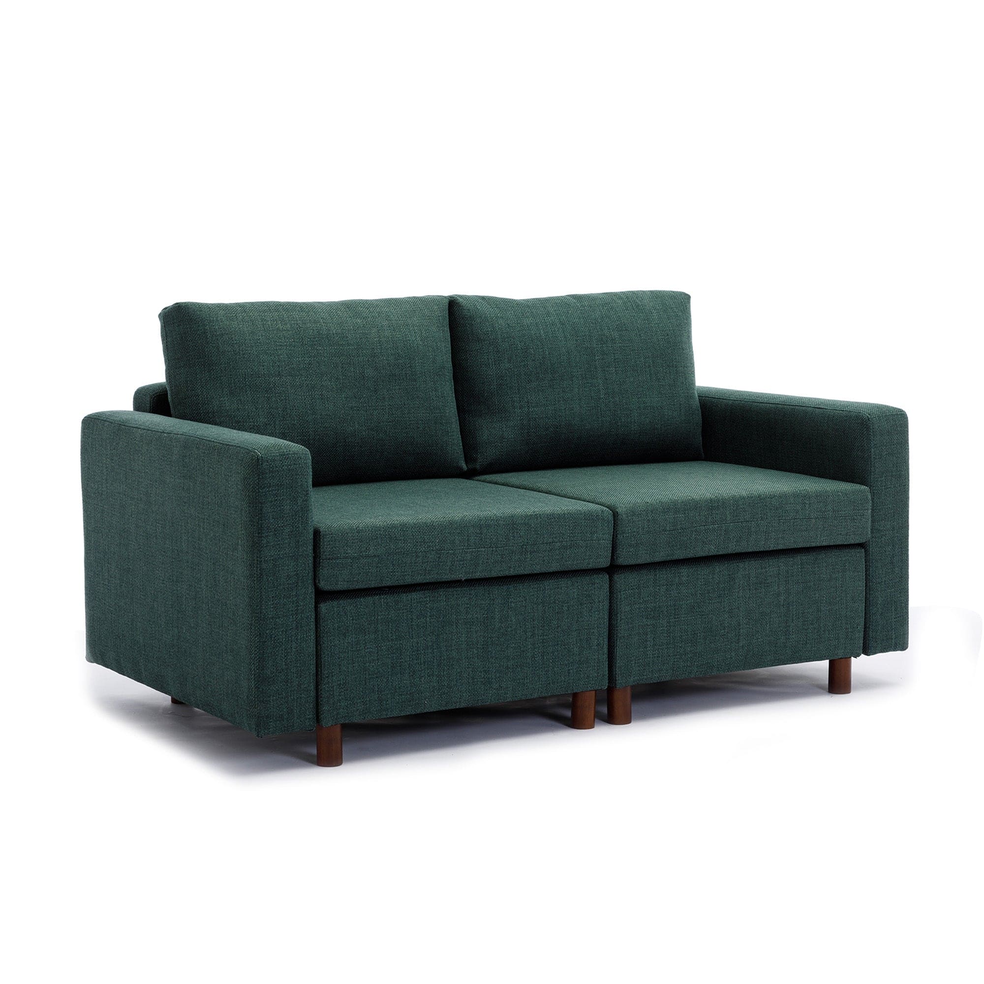 2 Seat Module Sectional Sofa Couch With 1 Ottoman for living room,Seat Cushion and Back Cushion Non-Removable and Non-Washable,Green