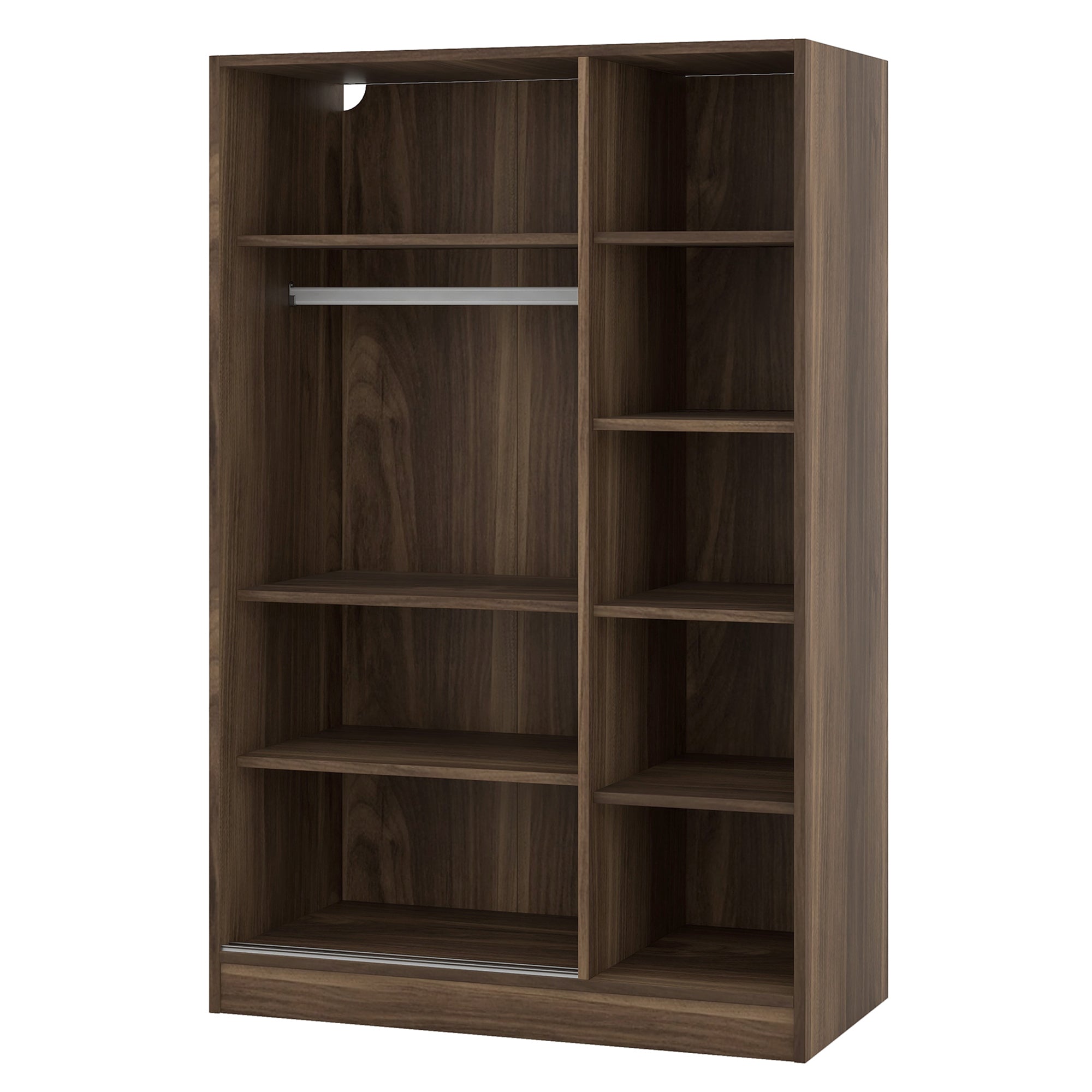 3-Door Shutter Wardrobe with shelves, Walnut