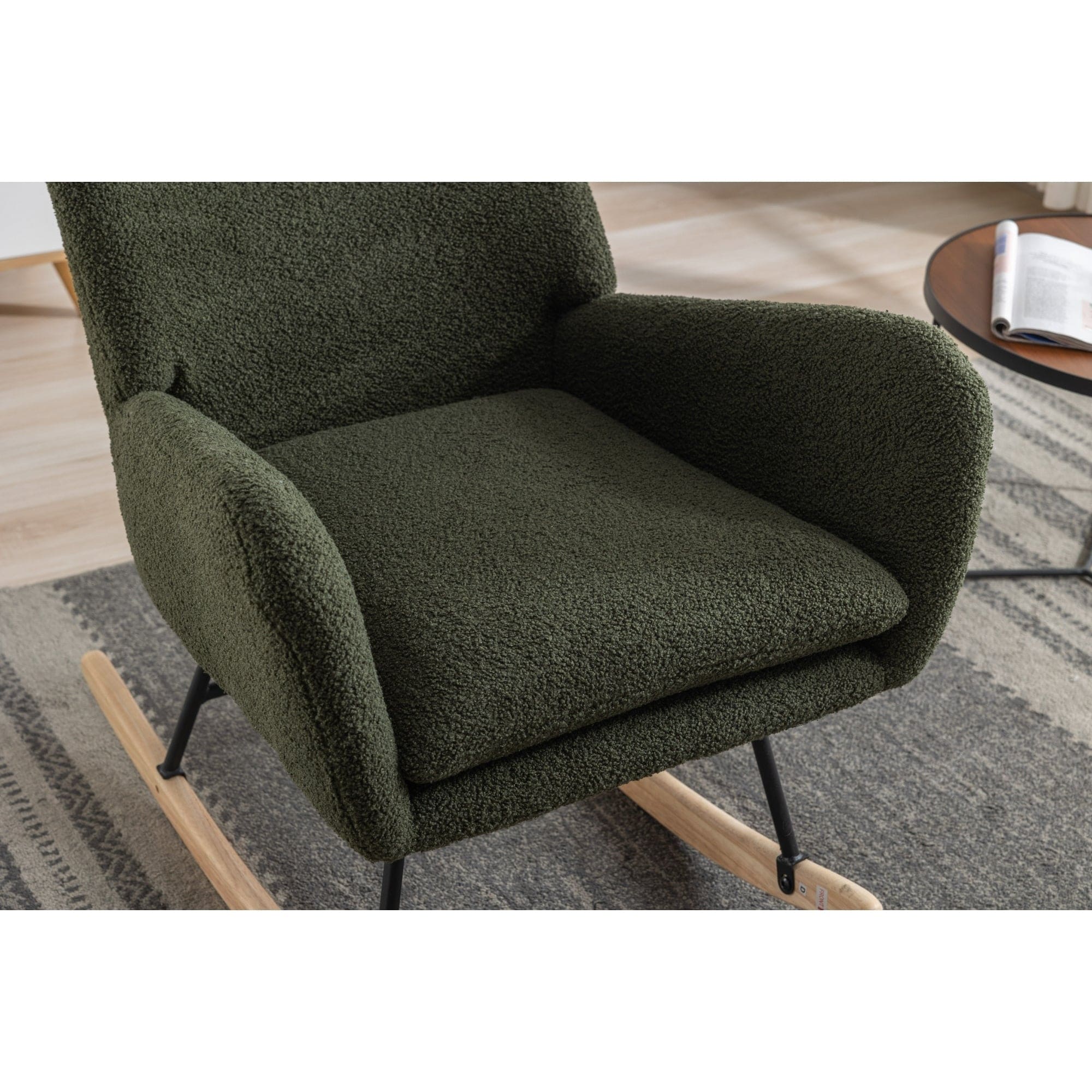 35.5 inch Rocking Chair with Pocket, (dark green)