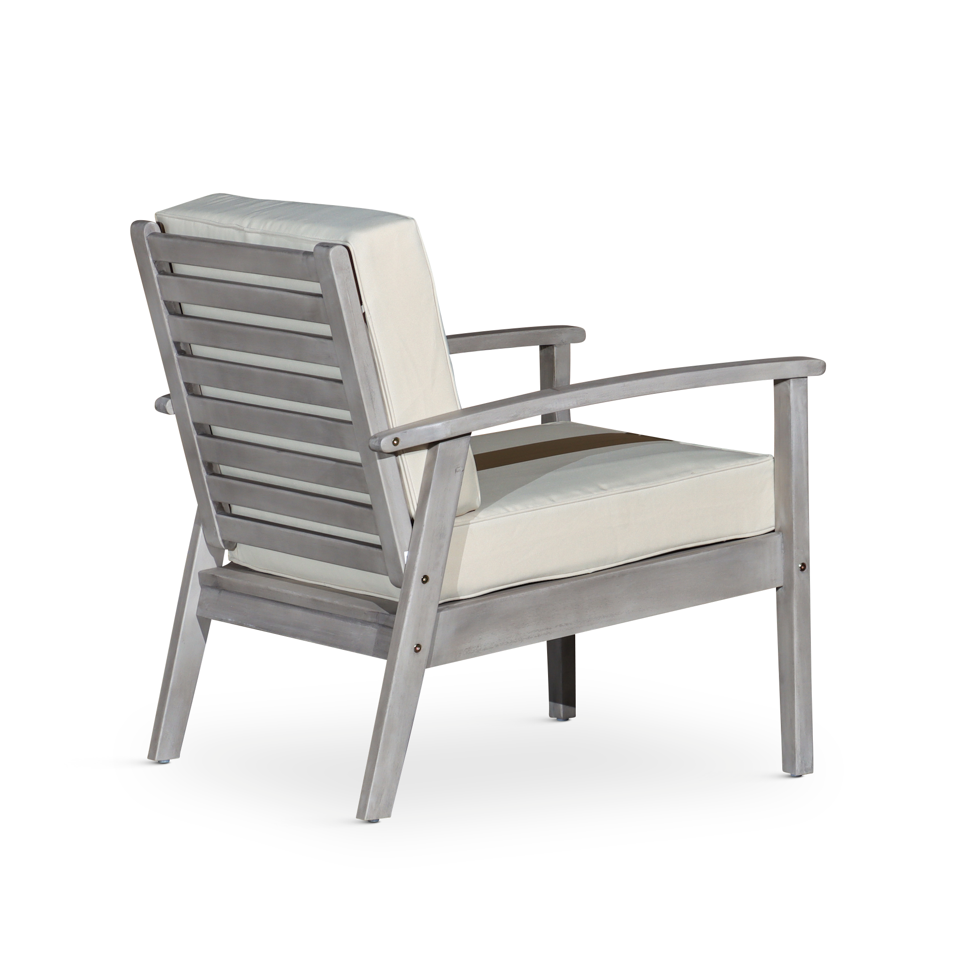 Deep Seat Eucalyptus Chair, Silver Gray Finish, Navy Cushions