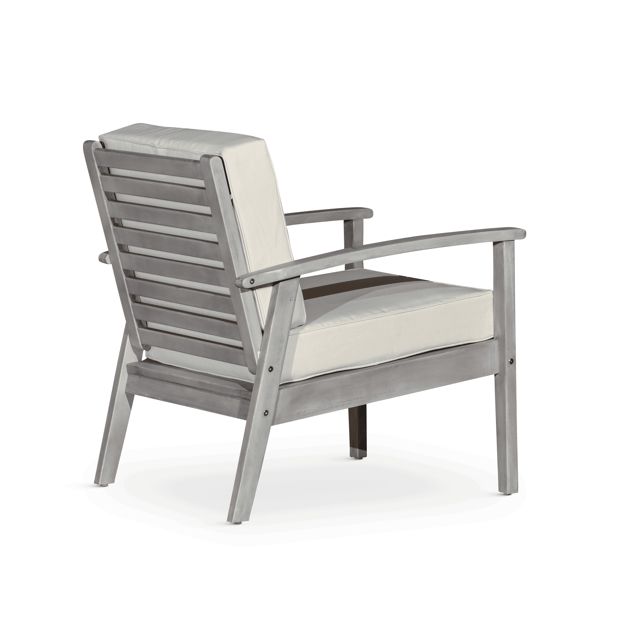 Deep Seat Eucalyptus Chair, Silver Gray Finish, Dark Green Cushions