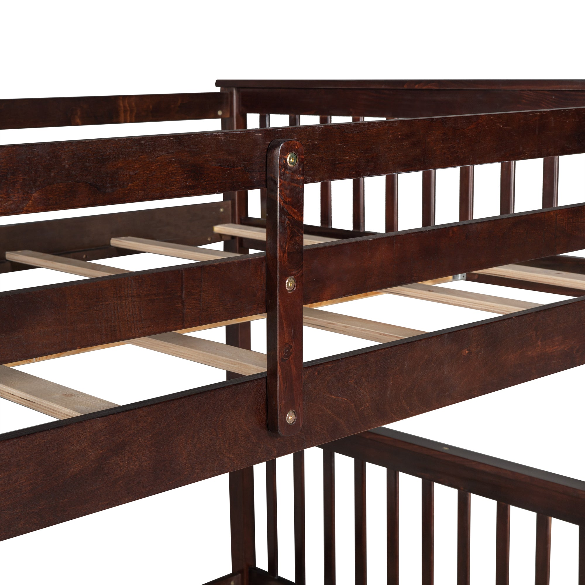 Full-Over-Full Bunk Bed with Ladders and Two Storage Drawers (Espresso)(OLD SKU:LT000365AAP)