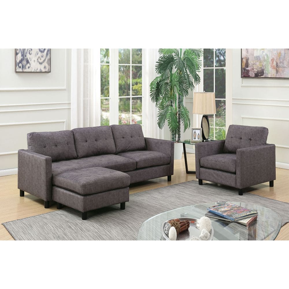 ACME Ceasar Sectional Sofa in Gray Fabric 53315