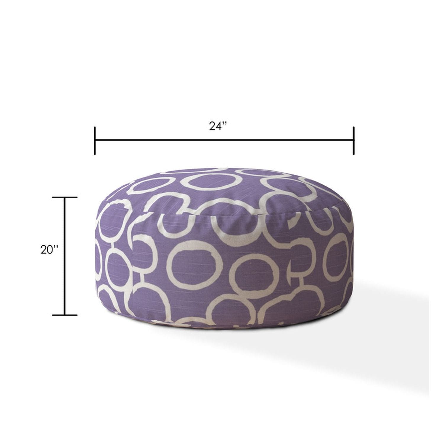 Indoor BUBBLE Med Purple Round Zipper Pouf - Stuffed - Extra Beads Included! - 24in dia x 20in tall