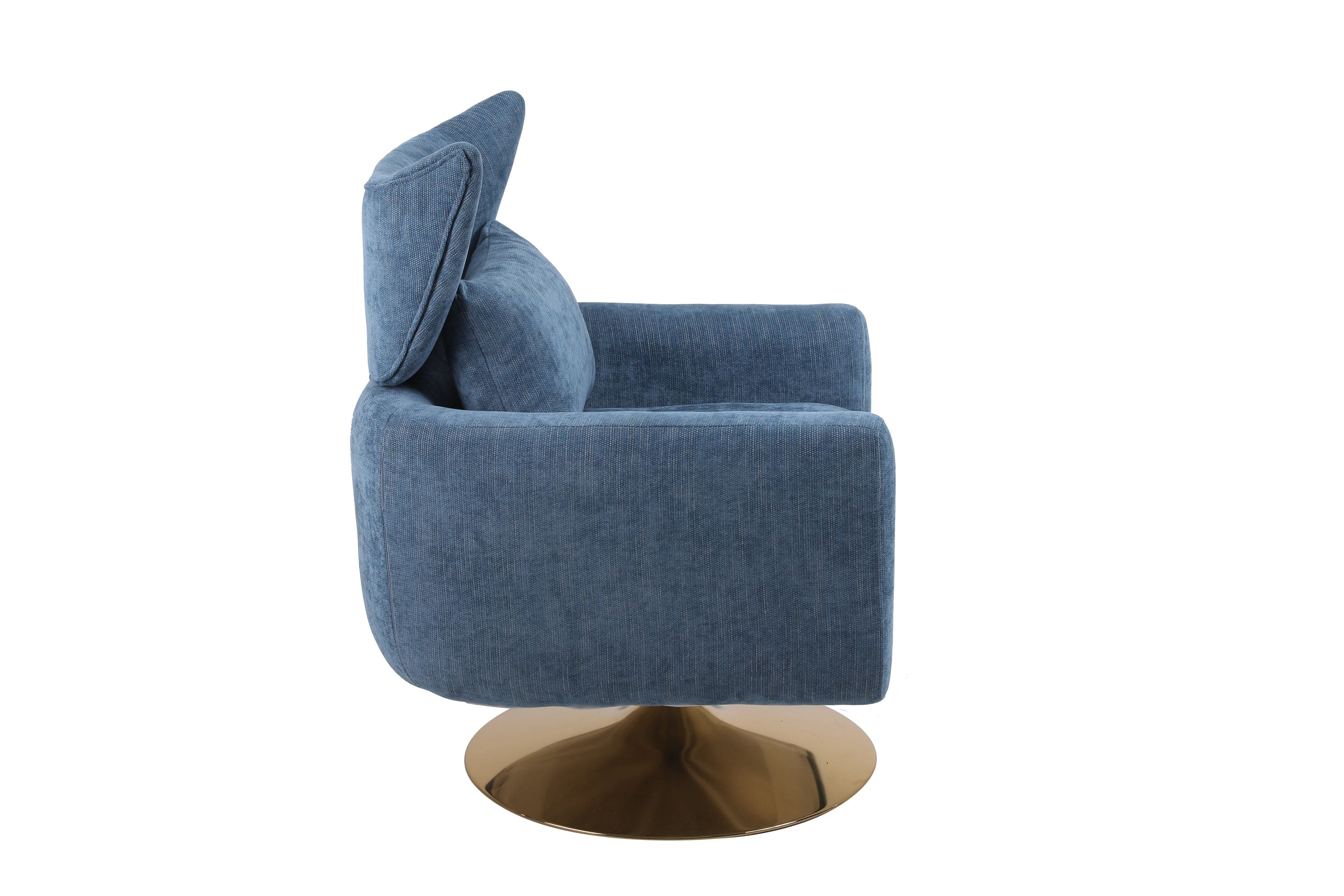 Classic Mid-Century 360-degree Swivel  Accent Chair, Blue Linen