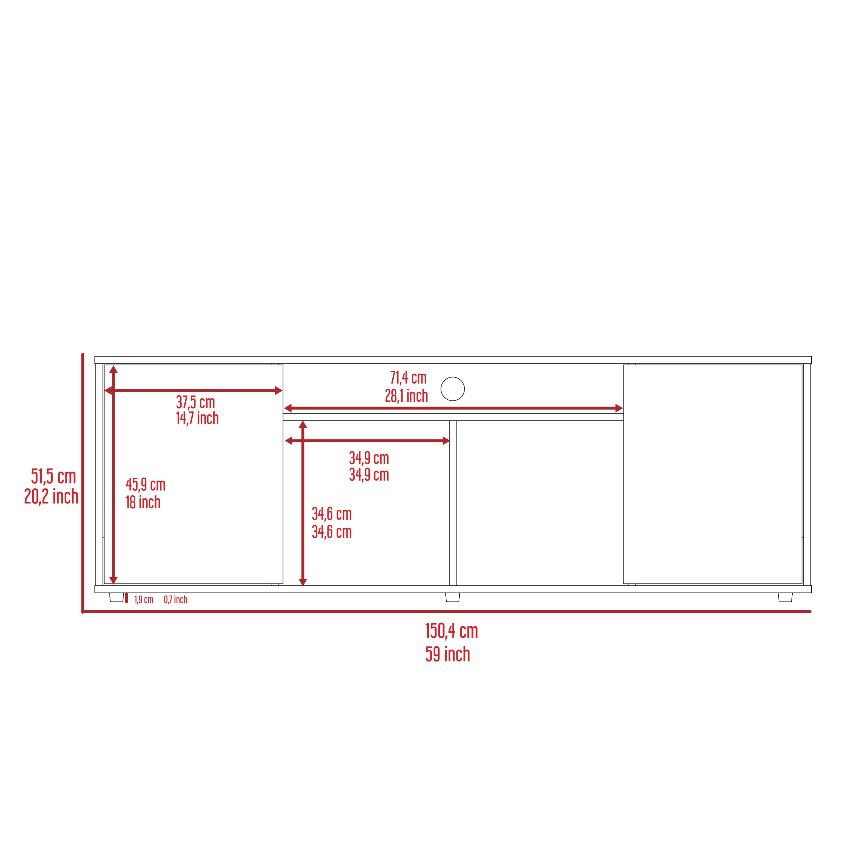 Tv Stand for TV´s up 60" Tucson, Four Shelves, Black Wengue Finish