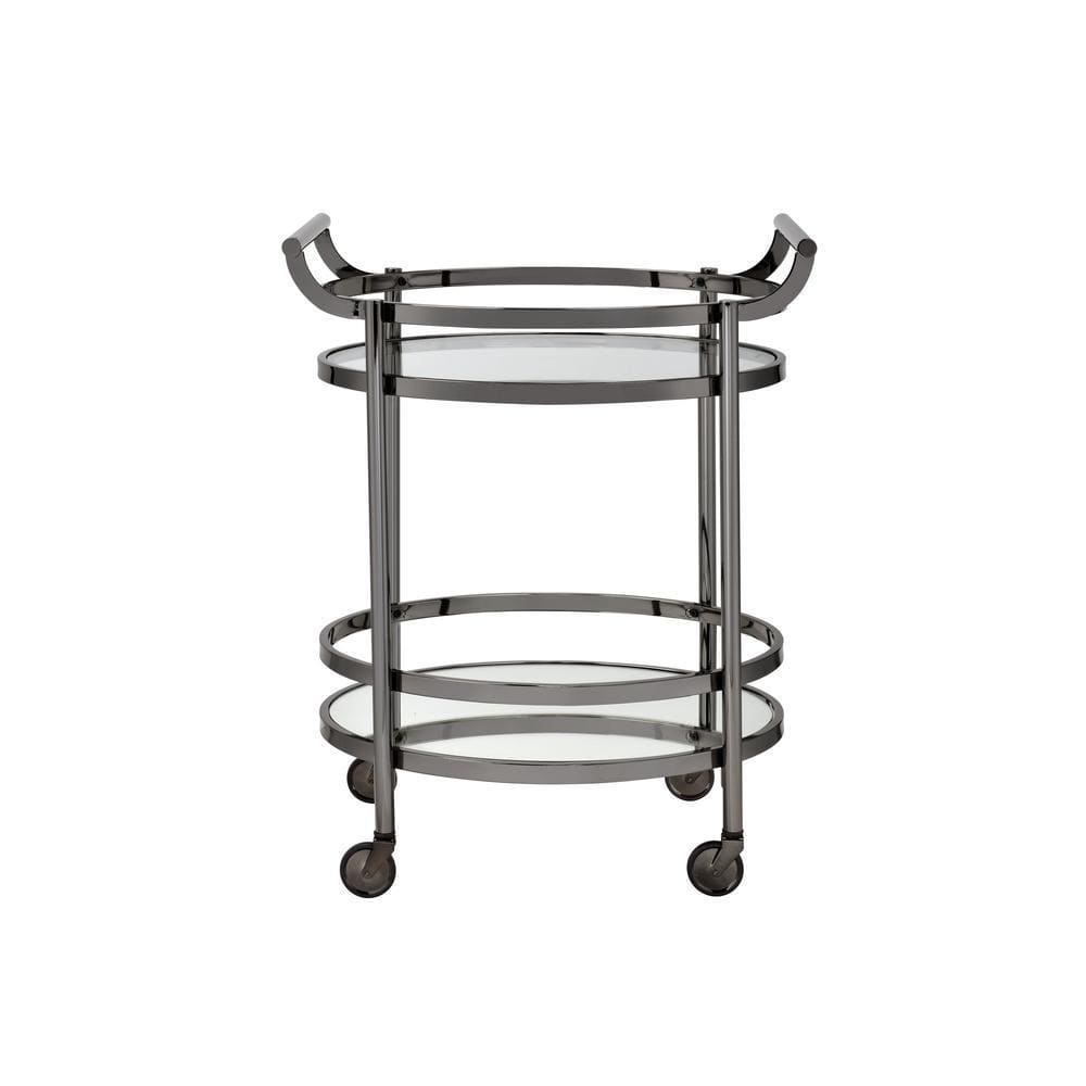 ACME Lakelyn Serving Cart, Black Nickel & Clear Glass 98191