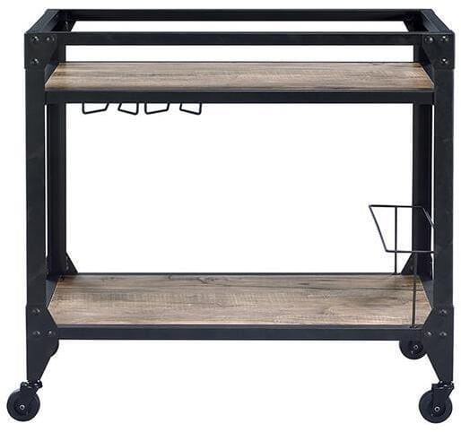 ACME Jorgensen Serving Cart, Rustic Oak & Charcoal 98355