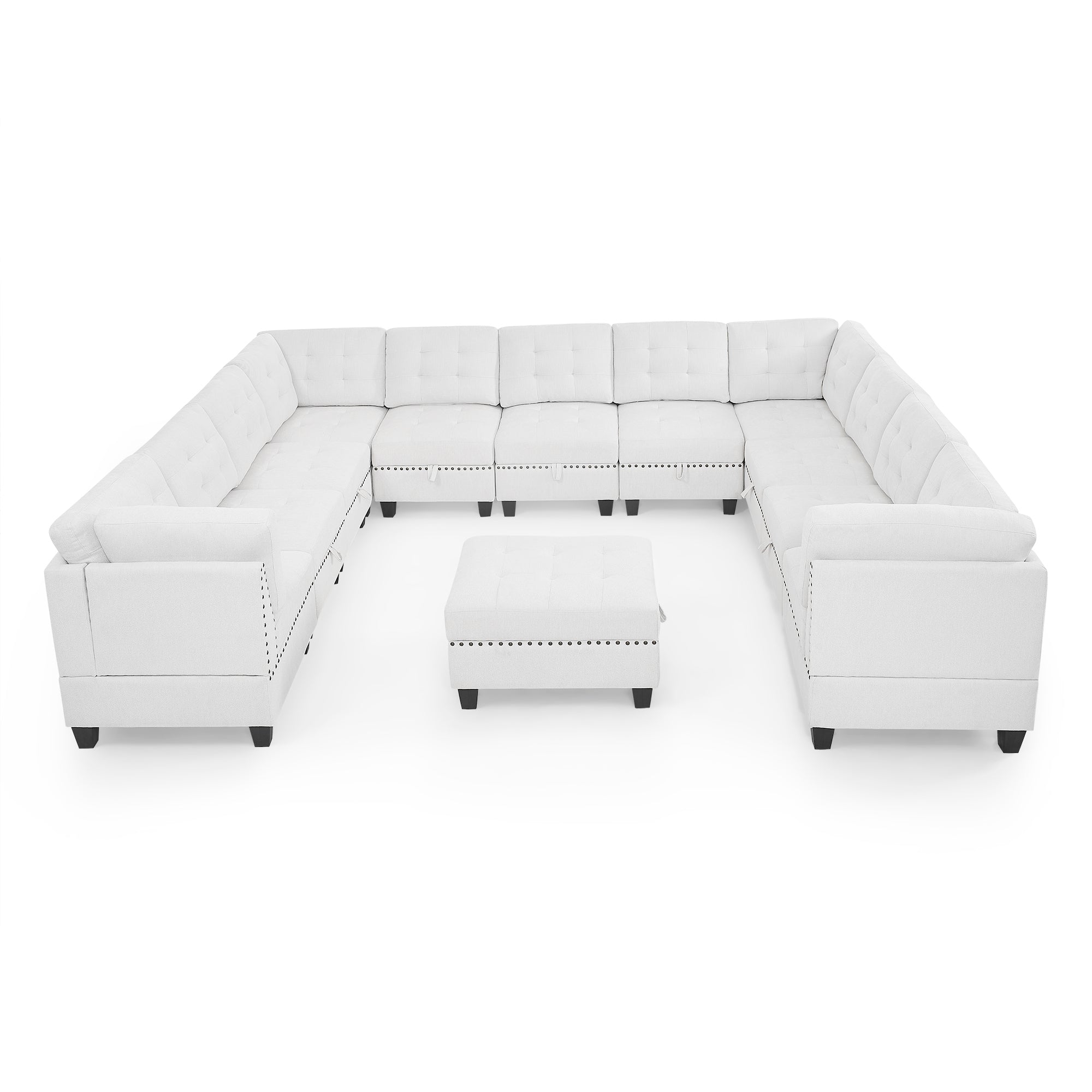 U shape Modular Sectional Sofa,DIY Combination,includes Seven Single Chair, Four Corner and One Ottoman,Ivory