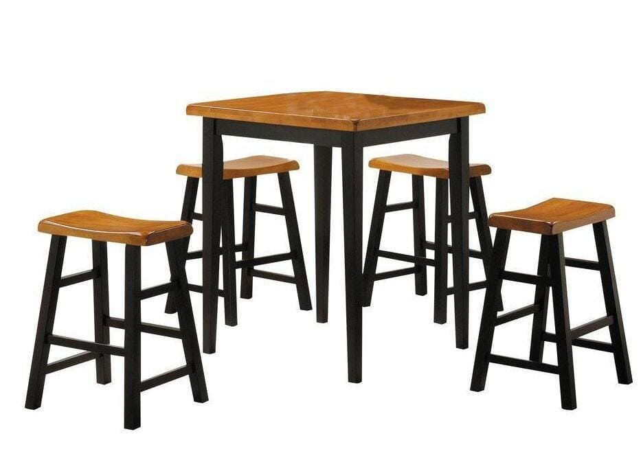 ACME Gaucho Counter Height Set (5Pc Pk) in Oak & Black 07285