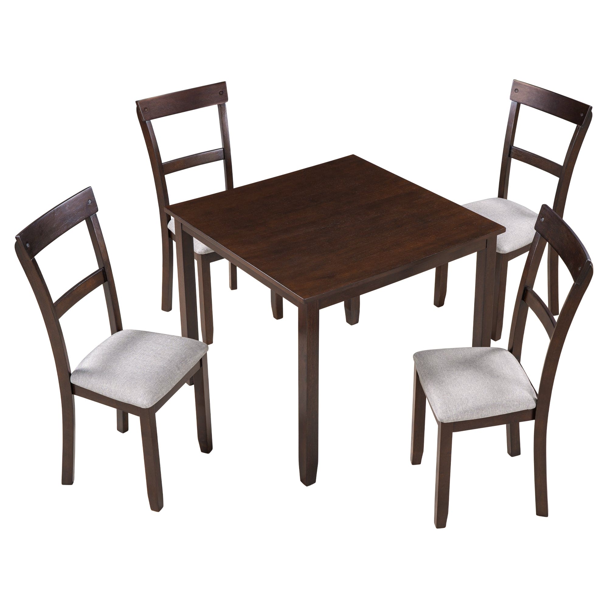 TREXM 5 Piece Dining Table Set Industrial Wooden Kitchen Table and 4 Chairs for Dining Room (Espresso)