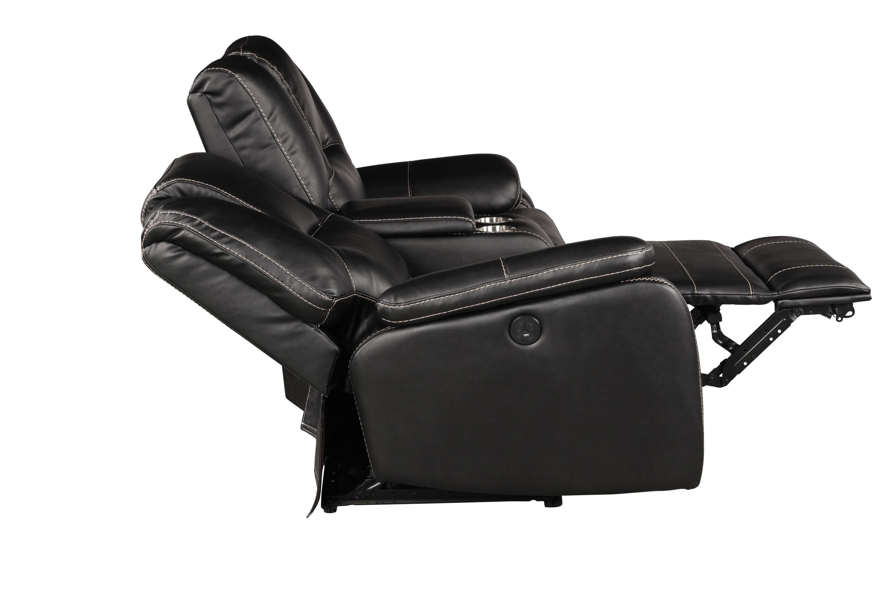 Hong Kong Power Reclining Loveseat made with Faux Leather in Black