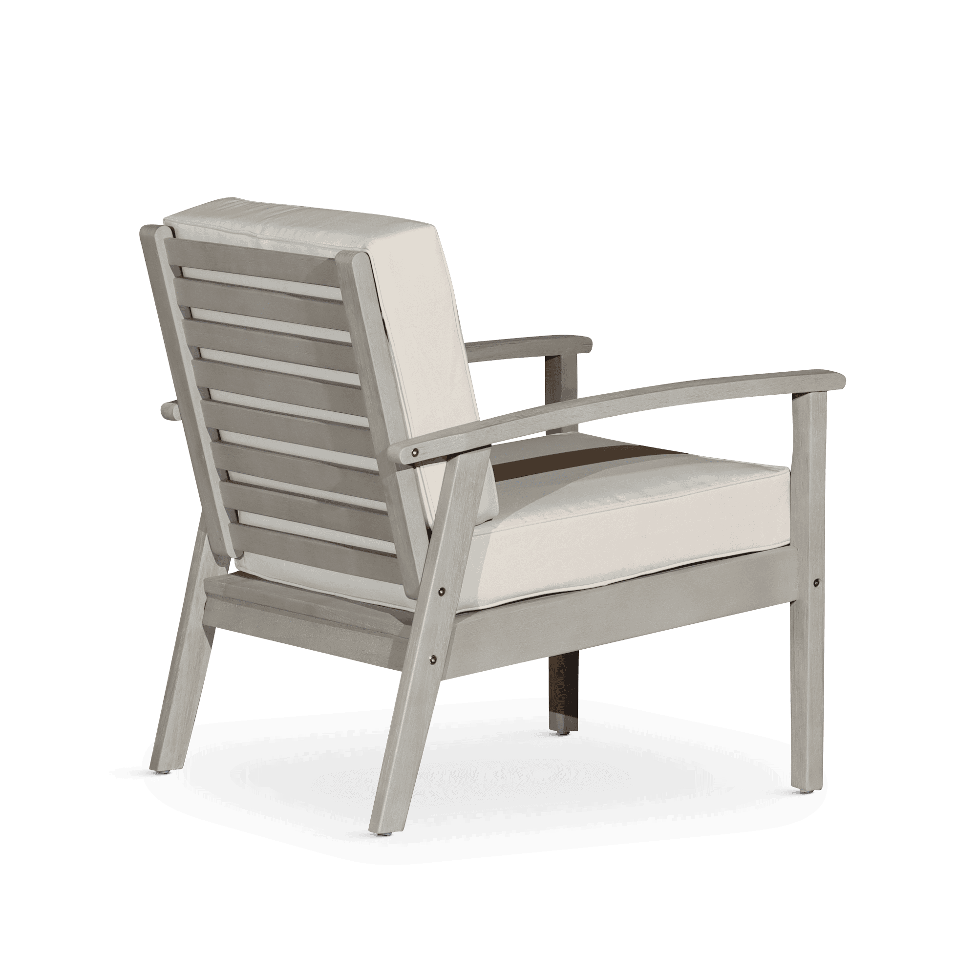 Deep Seat Eucalyptus Chair, Driftwood Gray Finish, Dark Green Cushions