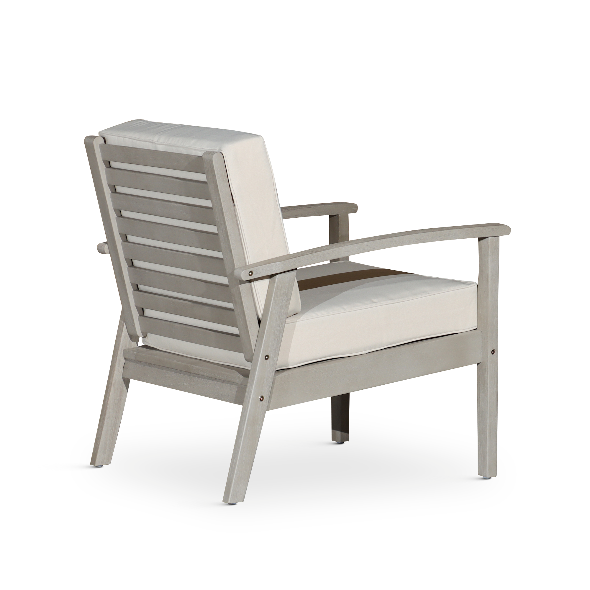 Deep Seat Eucalyptus Chair, Driftwood Gray Finish, Navy Cushions