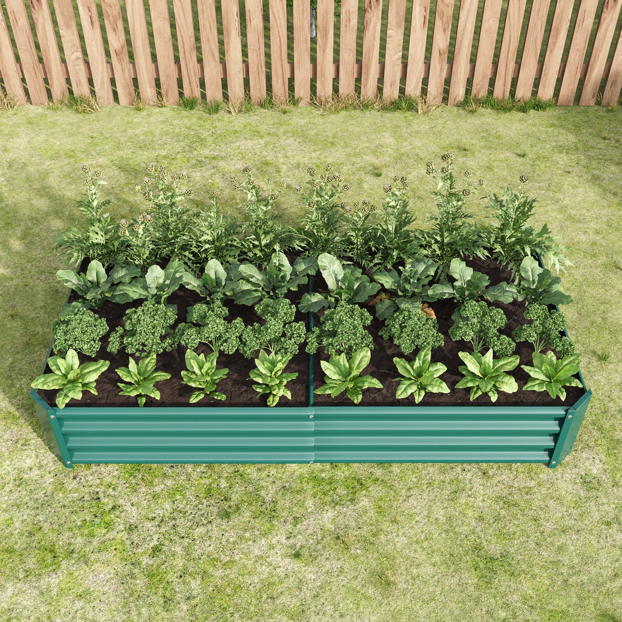 Raised Garden Bed Outdoor, 6×3×1ft , Metal Raised  Rectangle Planter Beds for Plants, Vegetables, and Flowers - Green