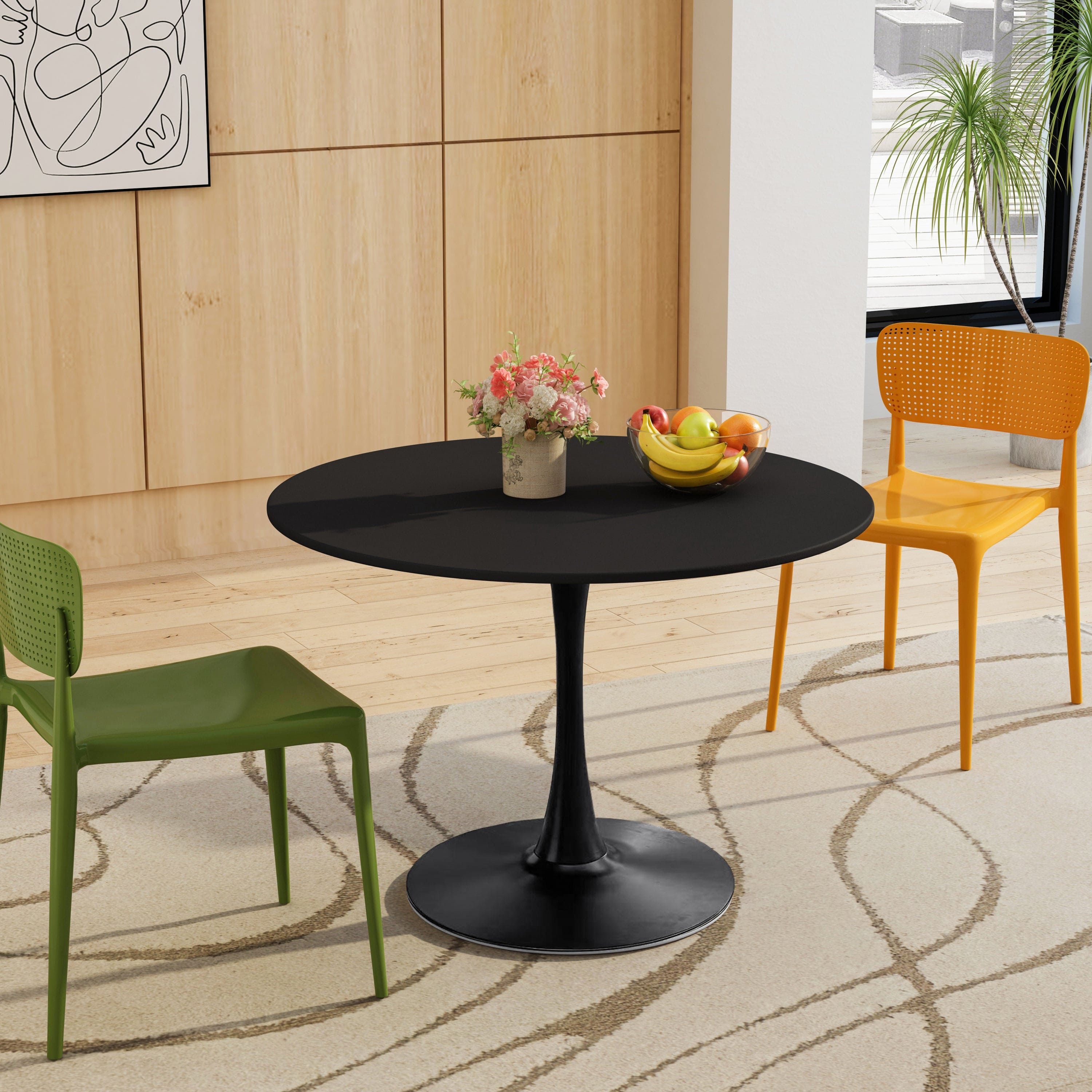 42.12"Modern Round Dining Table with Round MDF Table Top,Metal Base  Dining Table, End Table Leisure Coffee Table