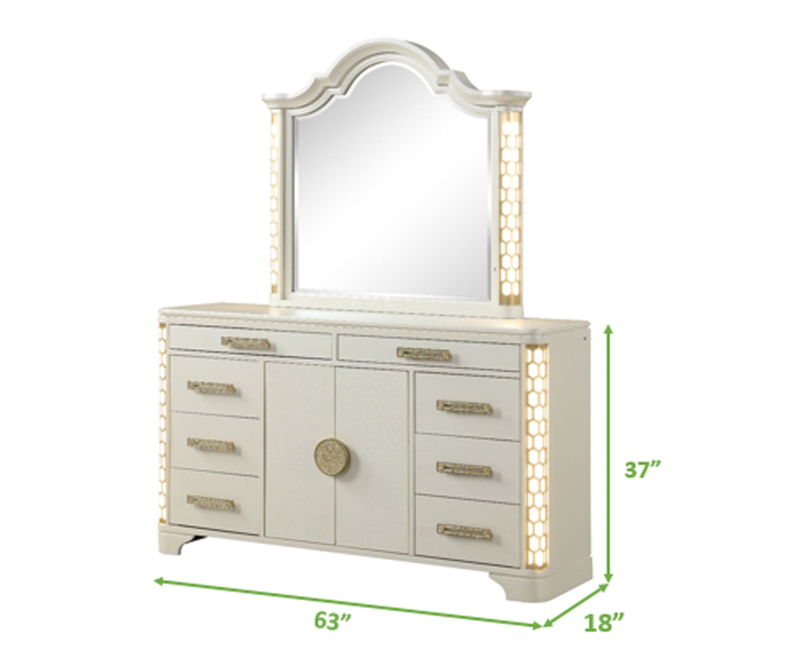 Jasmine Dresser with side LED lightning made with Wood in Beige