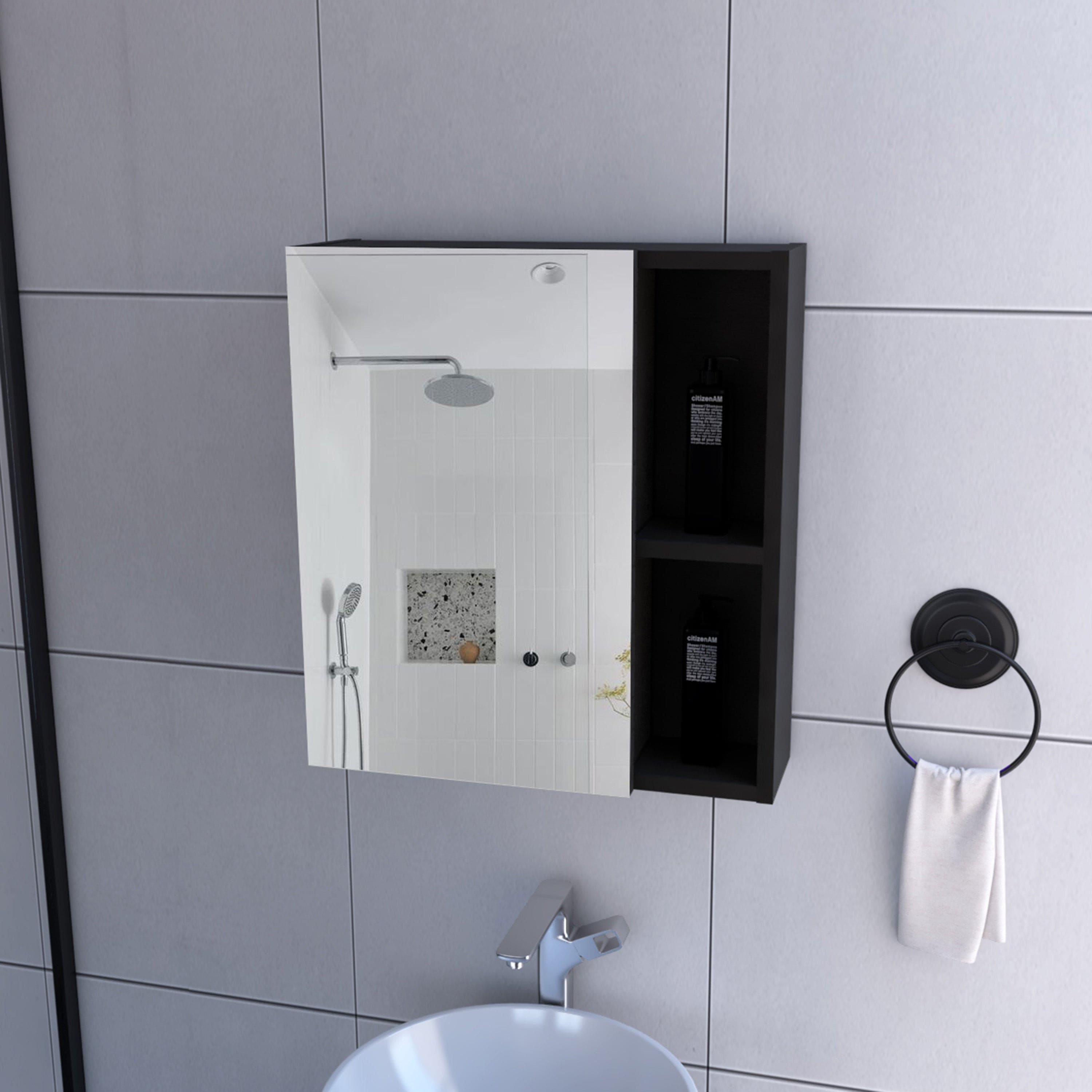 Medicine Cabinet Mirror Clifton, Five Internal Shelves, Black Wengue Finish