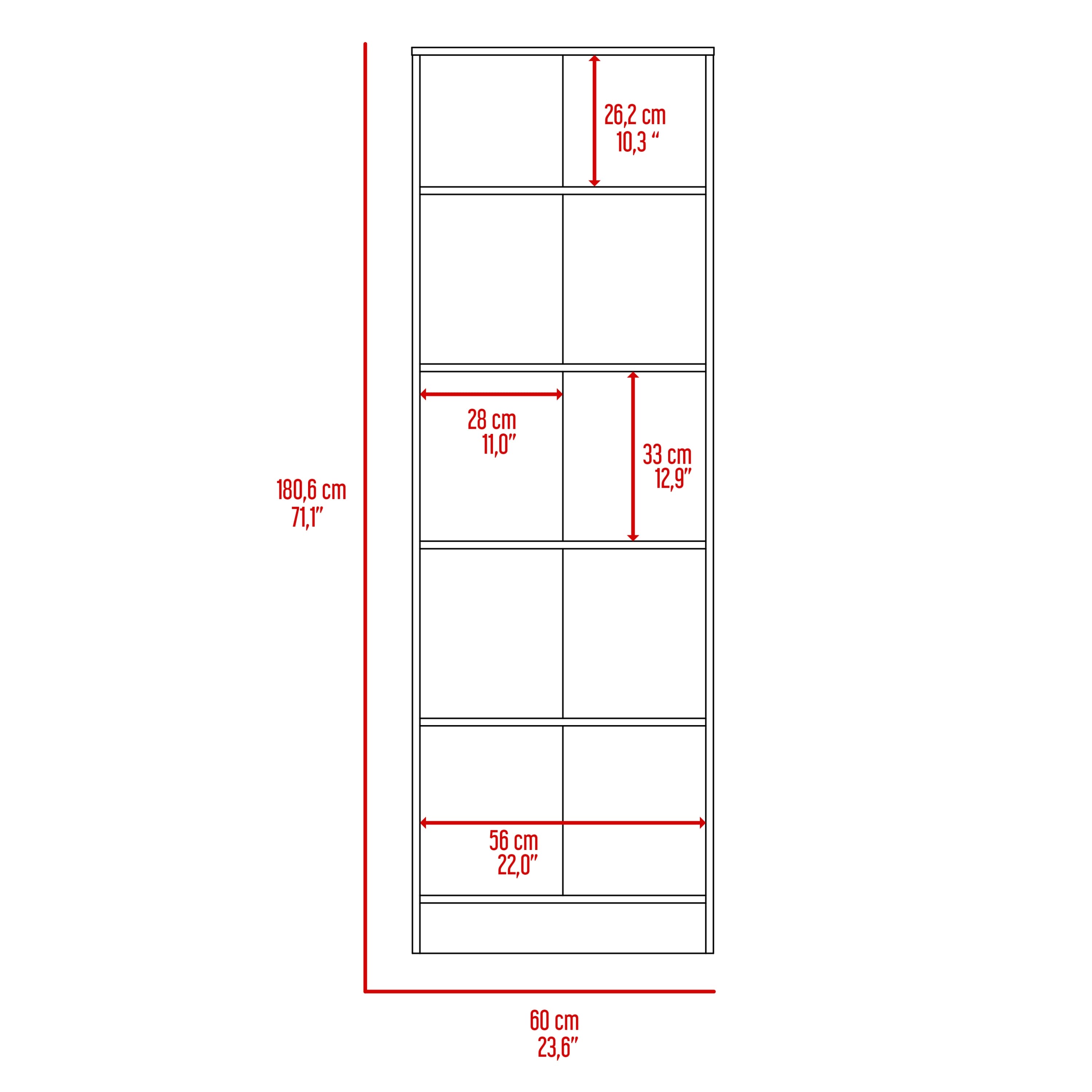 Storage Cabinet Pipestone, Five Shelves, Carbon Espresso / Black Wengue Finish