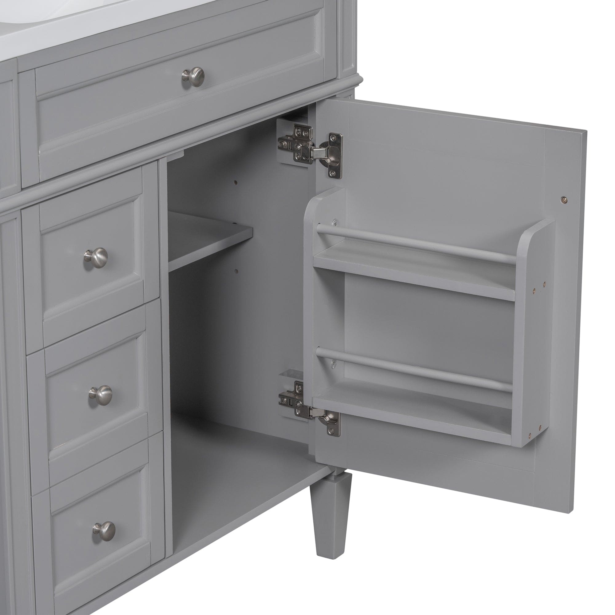 30'' Bathroom Vanity with Top Sink, Modern Bathroom Storage Cabinet with 2 Drawers and a Tip-out Drawer, Single Sink Bathroom Vanity