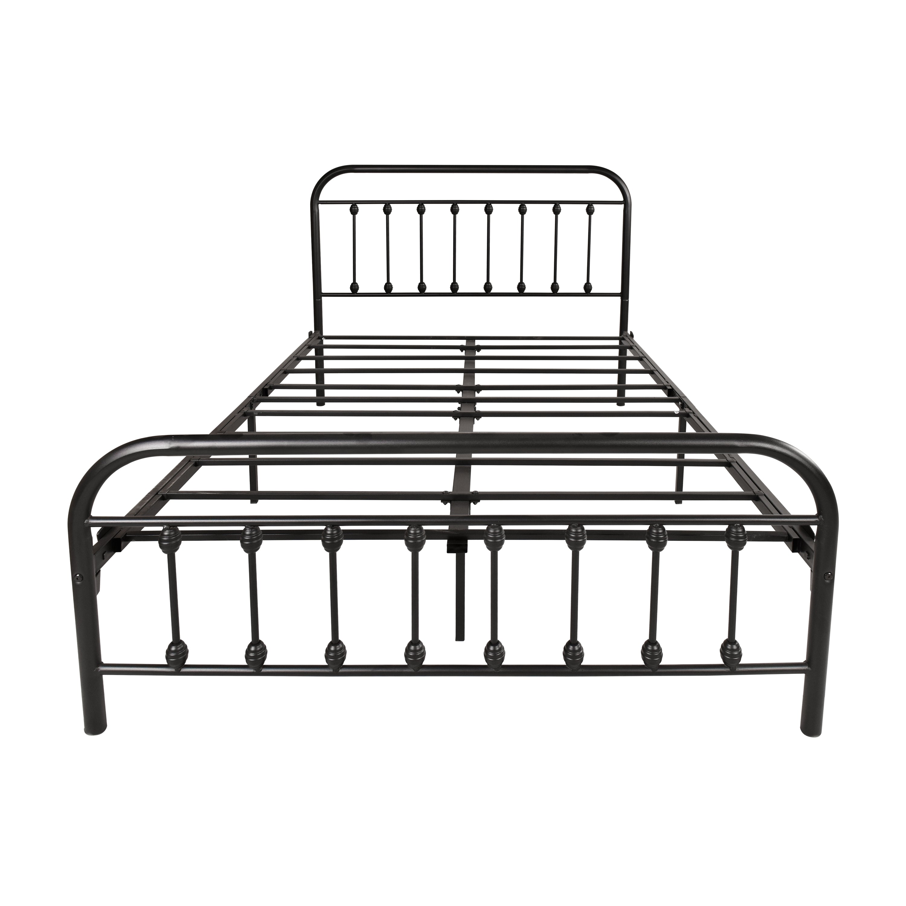 FULL Metal Platform Bed Frame with Headboard / Strong Slat Support / No Box Spring Needed / Easy Assembly BLACK