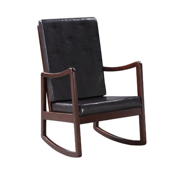 ACME Raina Rocking Chair, Dark Brown PU & Espresso Finish 59935