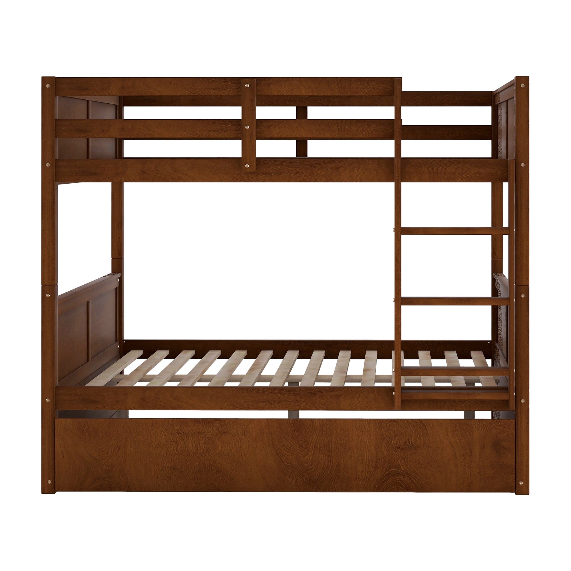 Full Over Full Bunk Bed with Twin Size Trundle, Walnut (old sku: LP000250AAL)