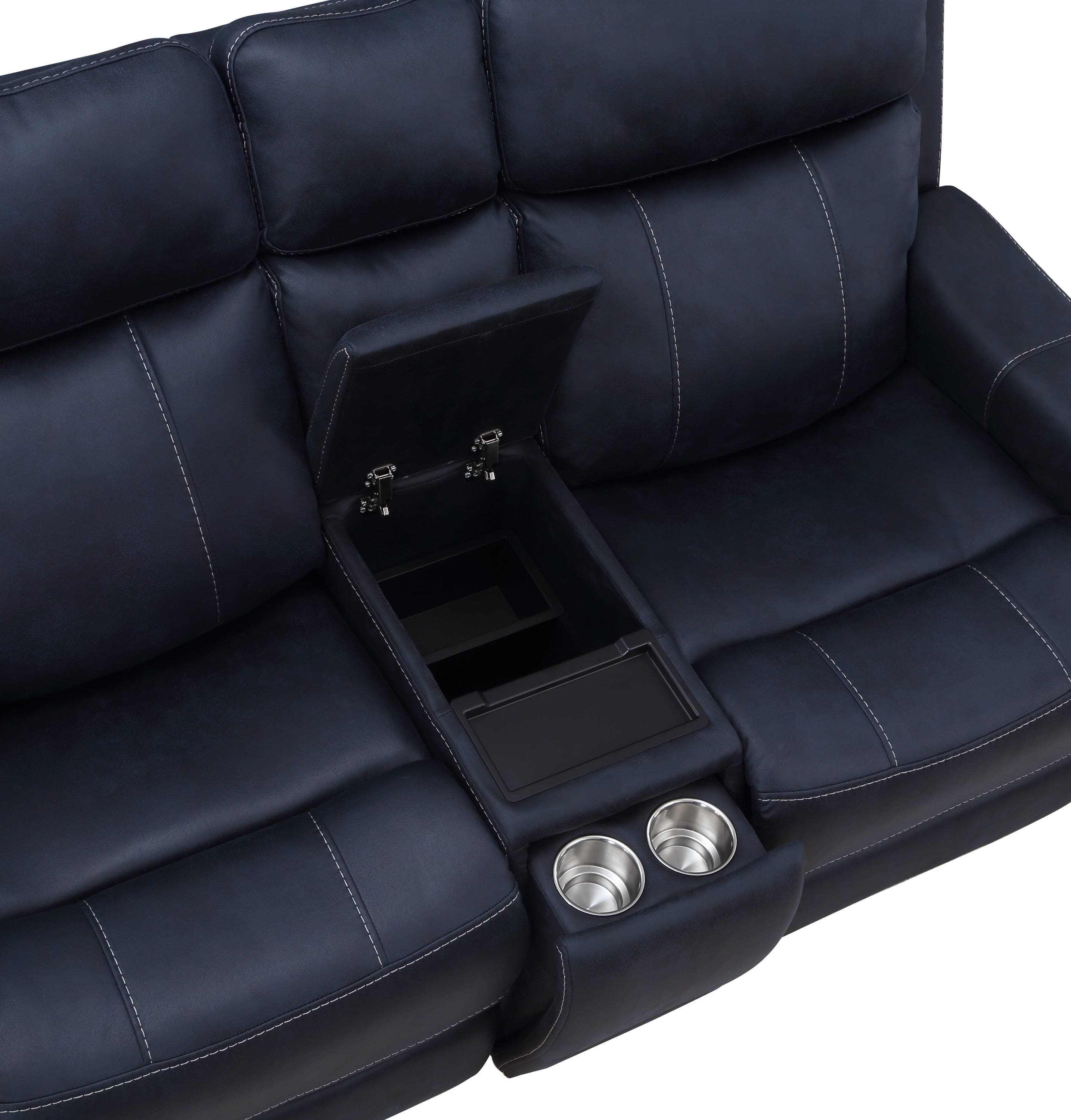 Tailored Power Console Loveseat - Shaped Seats, Luxurious Leatherette Cover - Power Headrest, Power Footrest, Hidden Storage