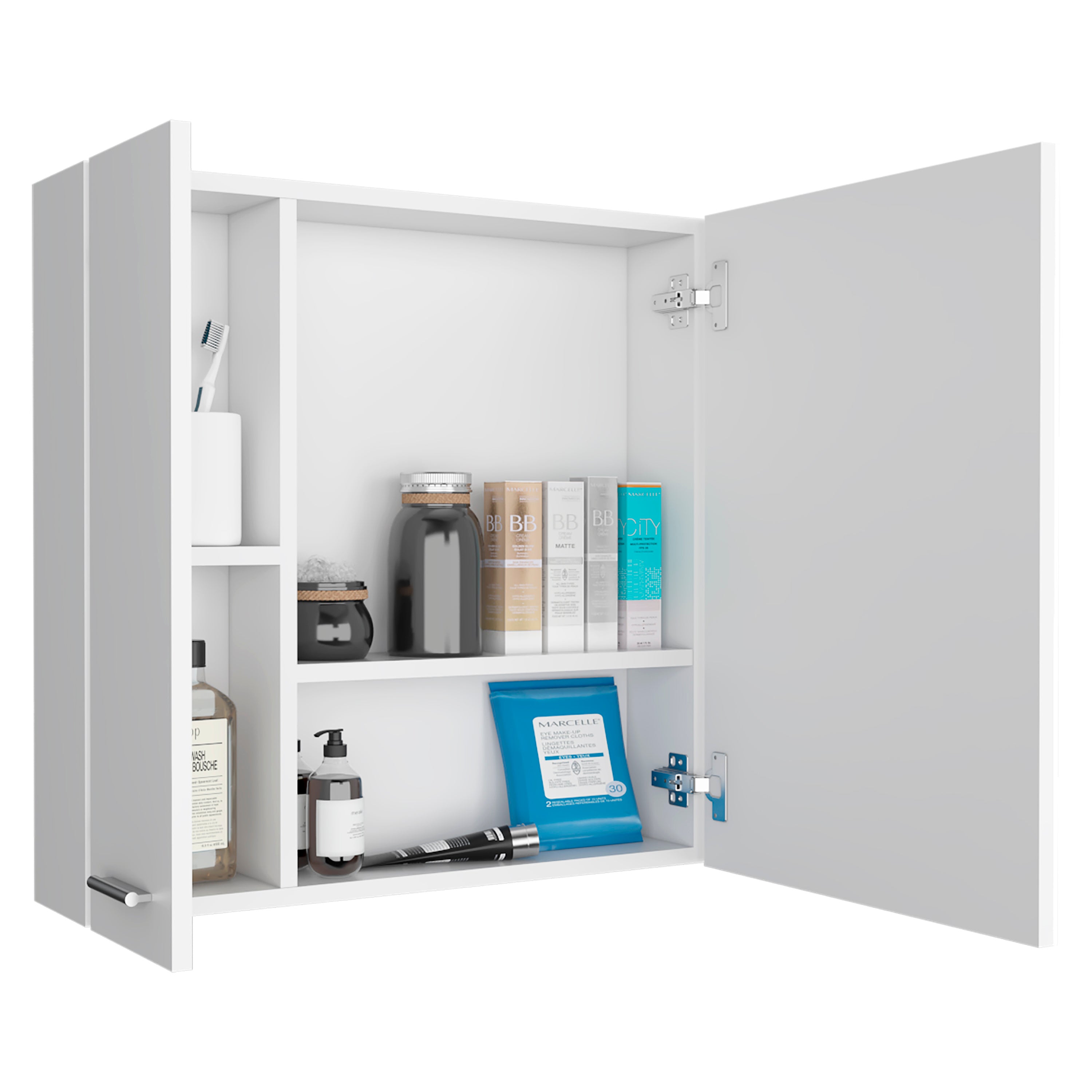 Medicine Cabinet Prague, Four Internal Shelves, Single Door, White Finish