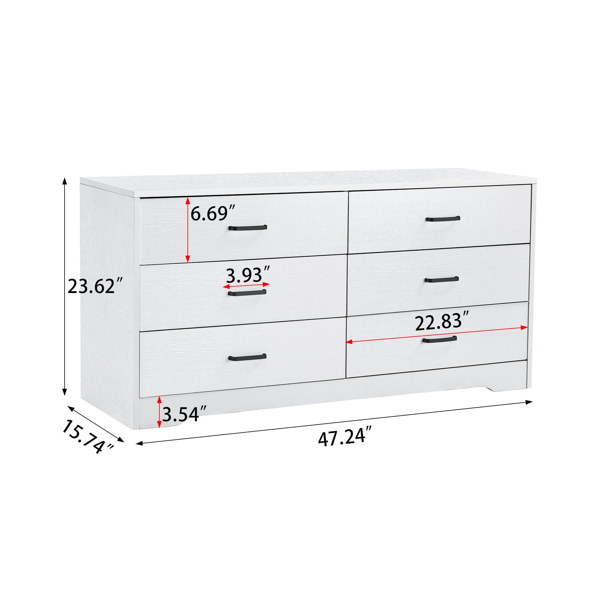 WOOD MDF BOARDS, 6 Drawers Dresser, WHITE