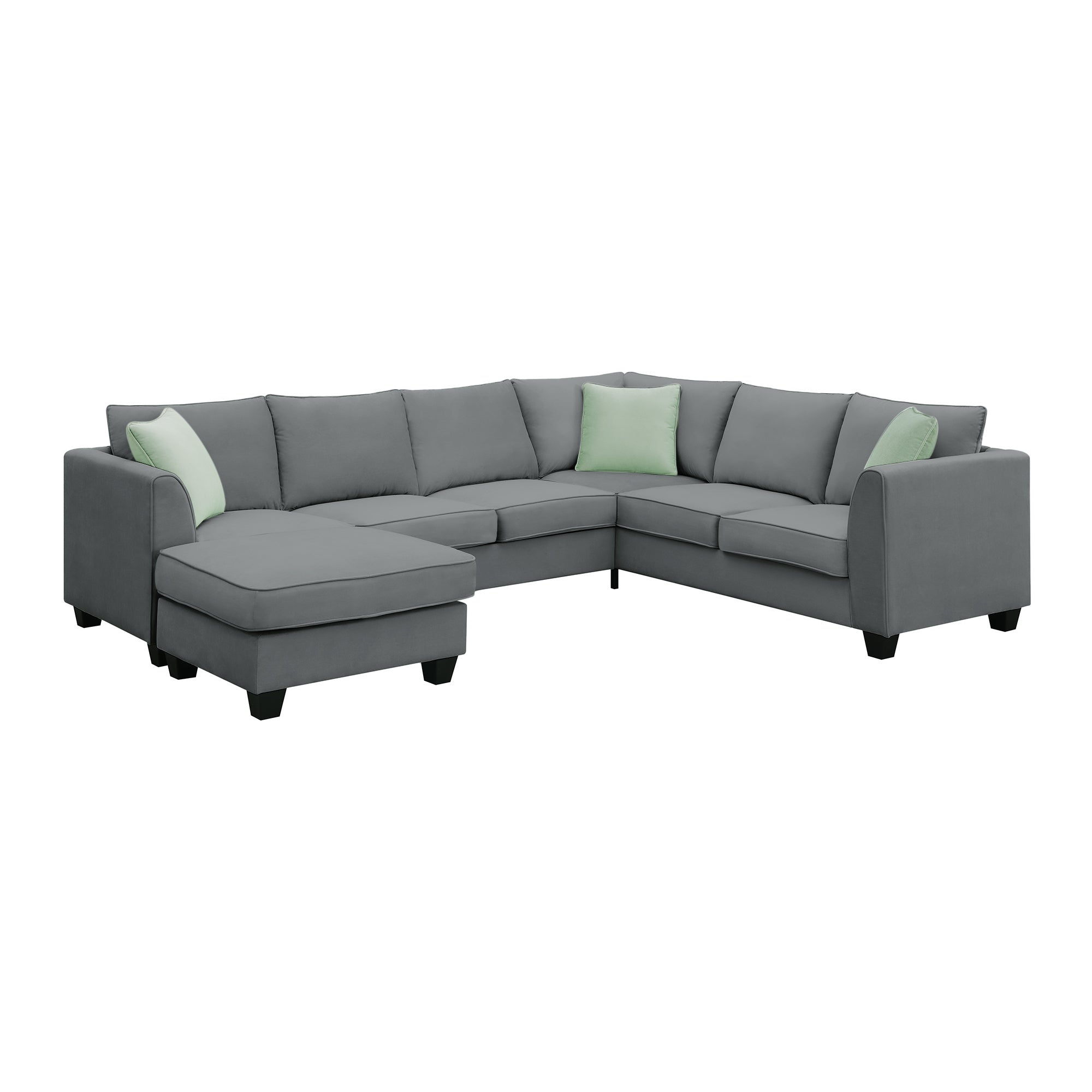 [VIDEO provided] 112*87" Sectional Sofa Couches Living Room Sets, 7 Seats Modular Sectional Sofa with Ottoman, L Shape Fabric Sofa Corner Couch Set with 3 Pillows, Grey(New of GS008210AAG)