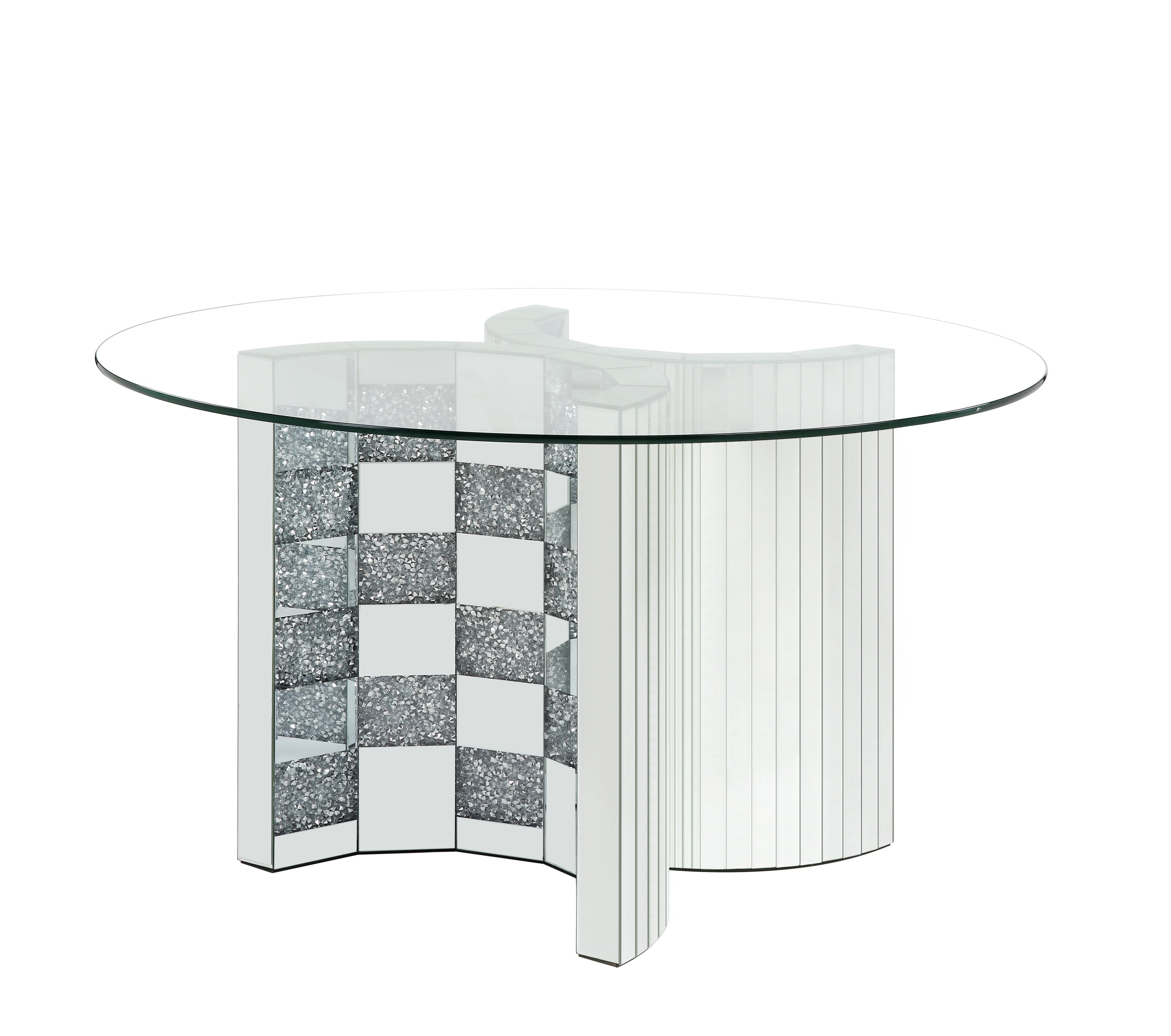 ACME Noralie DINING TABLE Mirrored & Faux Diamonds DN00718