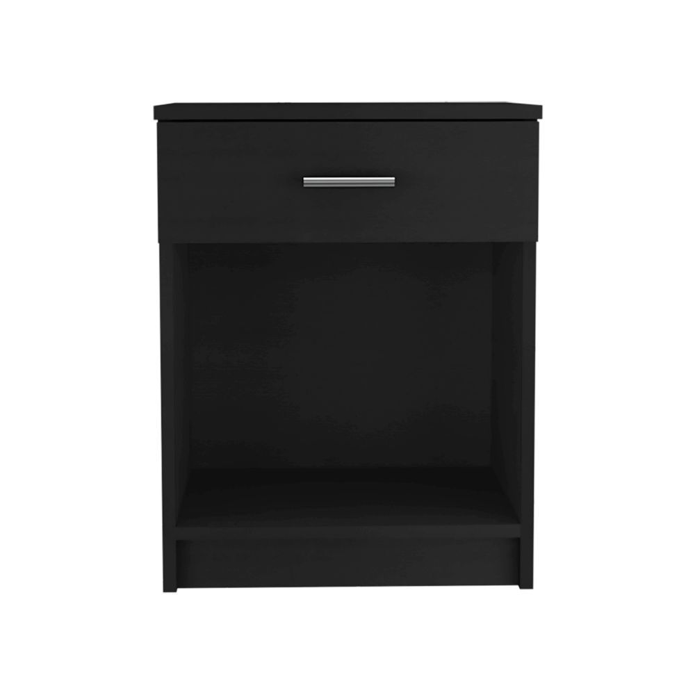 Eco Nightstand, Superior Top,  One Drawer, Lower Shelf -Black