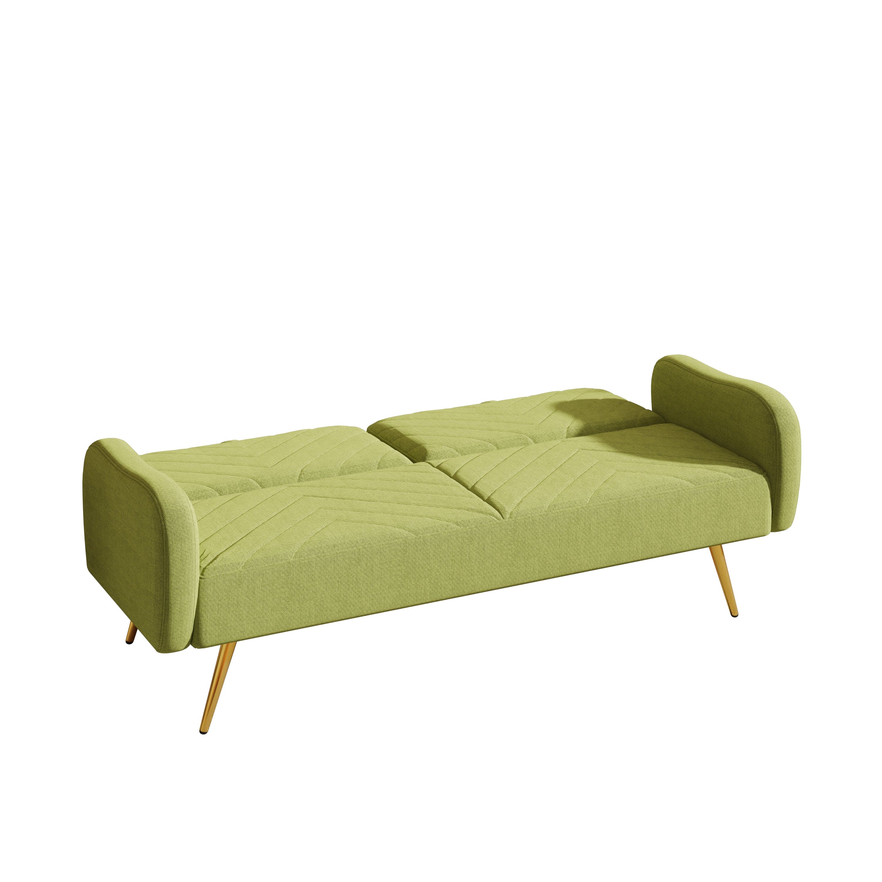 70.47" Green Fabric Double Sofa with Split Backrest and Two Throw Pillows