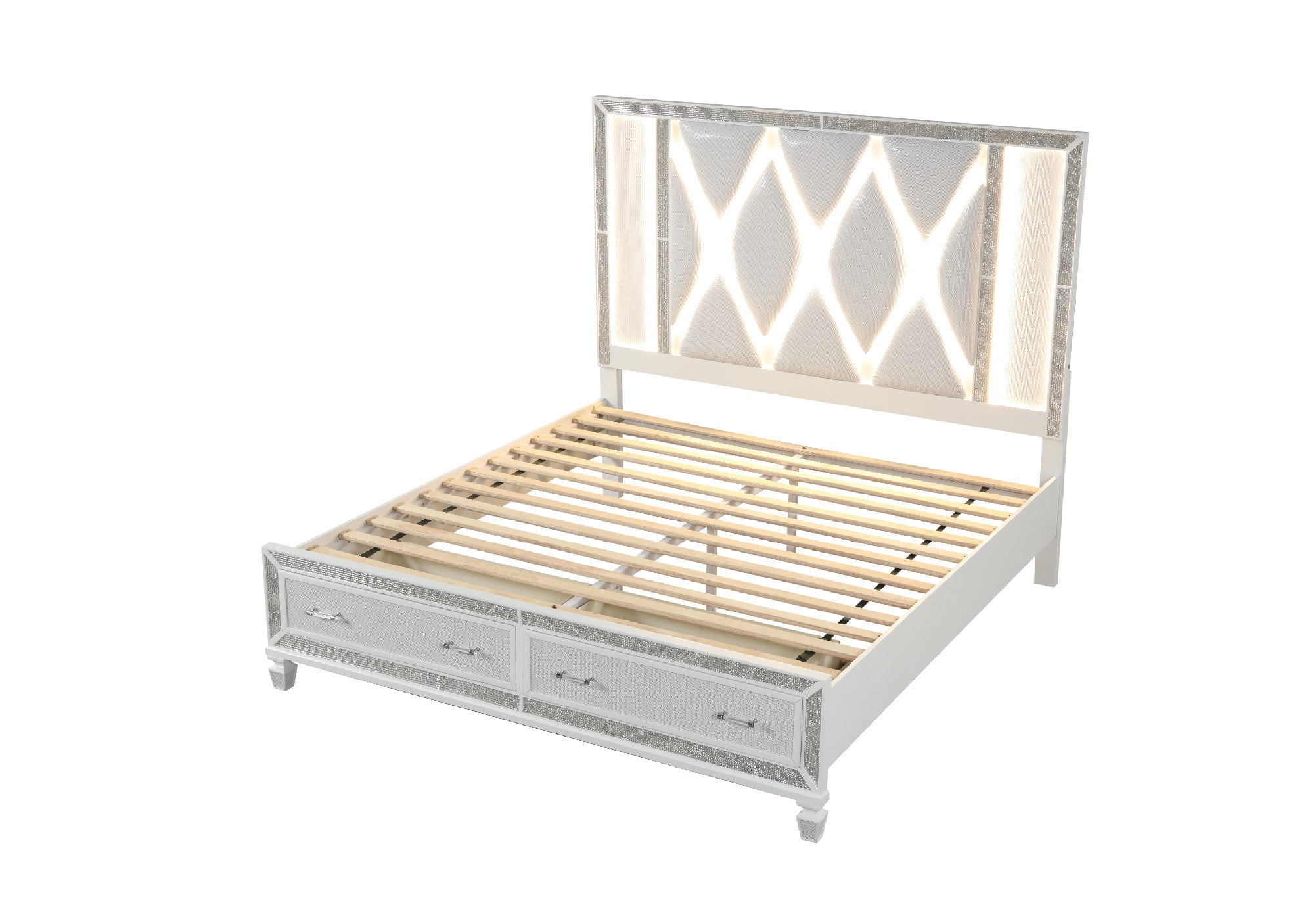 Crystal King Storage Bed Made With Wood Finished in White