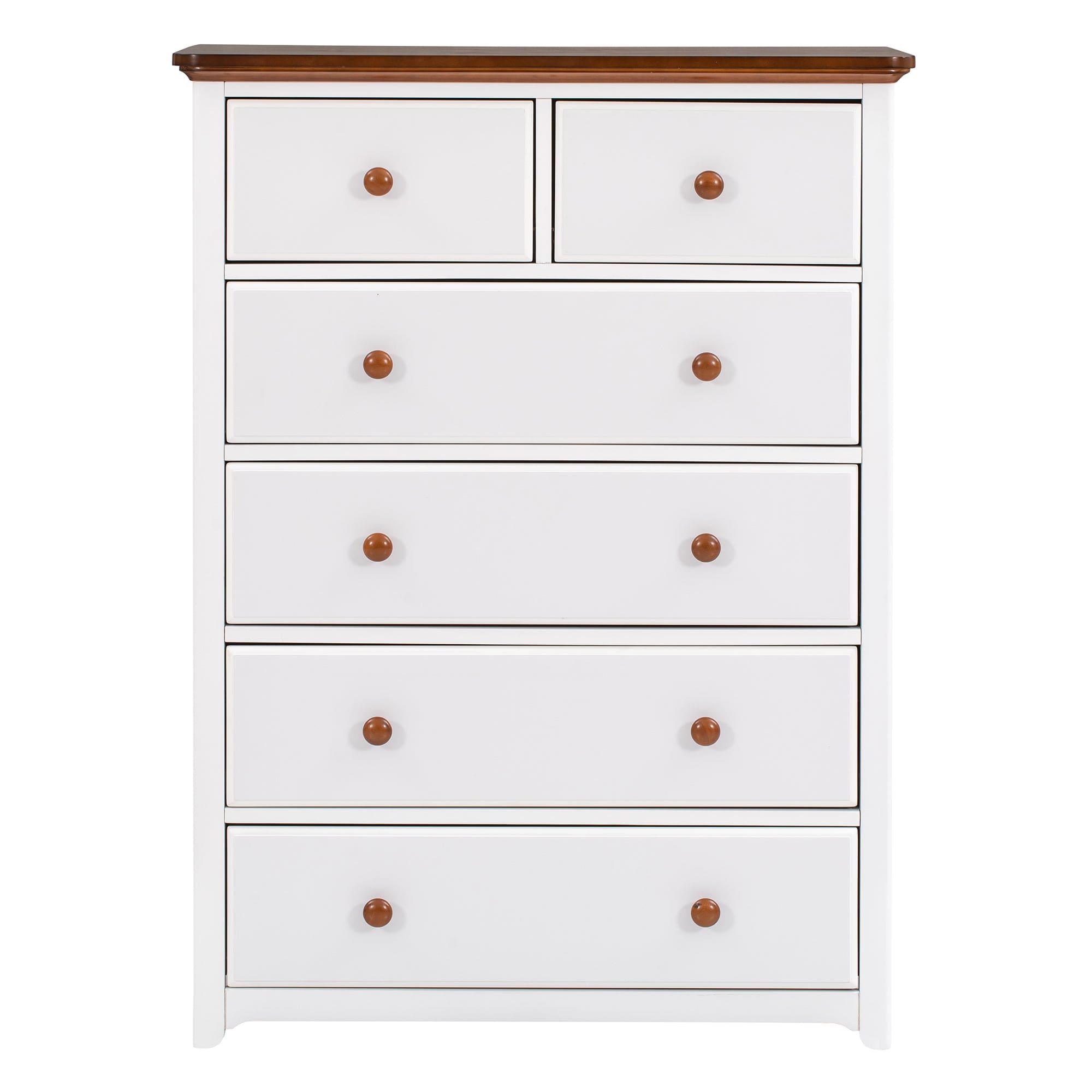 Rustic Wooden Chest with 6 Drawers,Storage Cabinet for Bedroom,White+Walnut