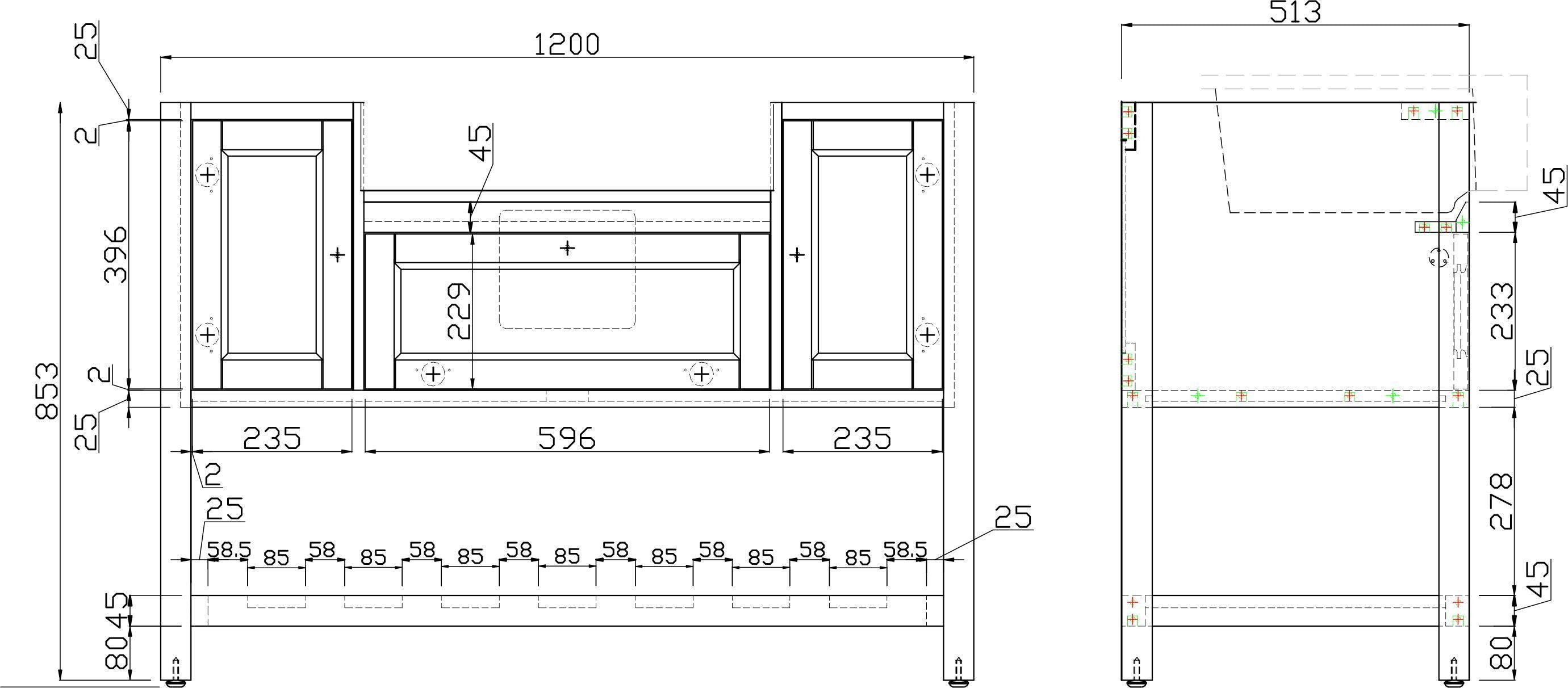 Solid Wood Bathroom Vanities Without Tops 48 in. W x 20 in. D x 33.60 in. H   Bathroom Vanity in green