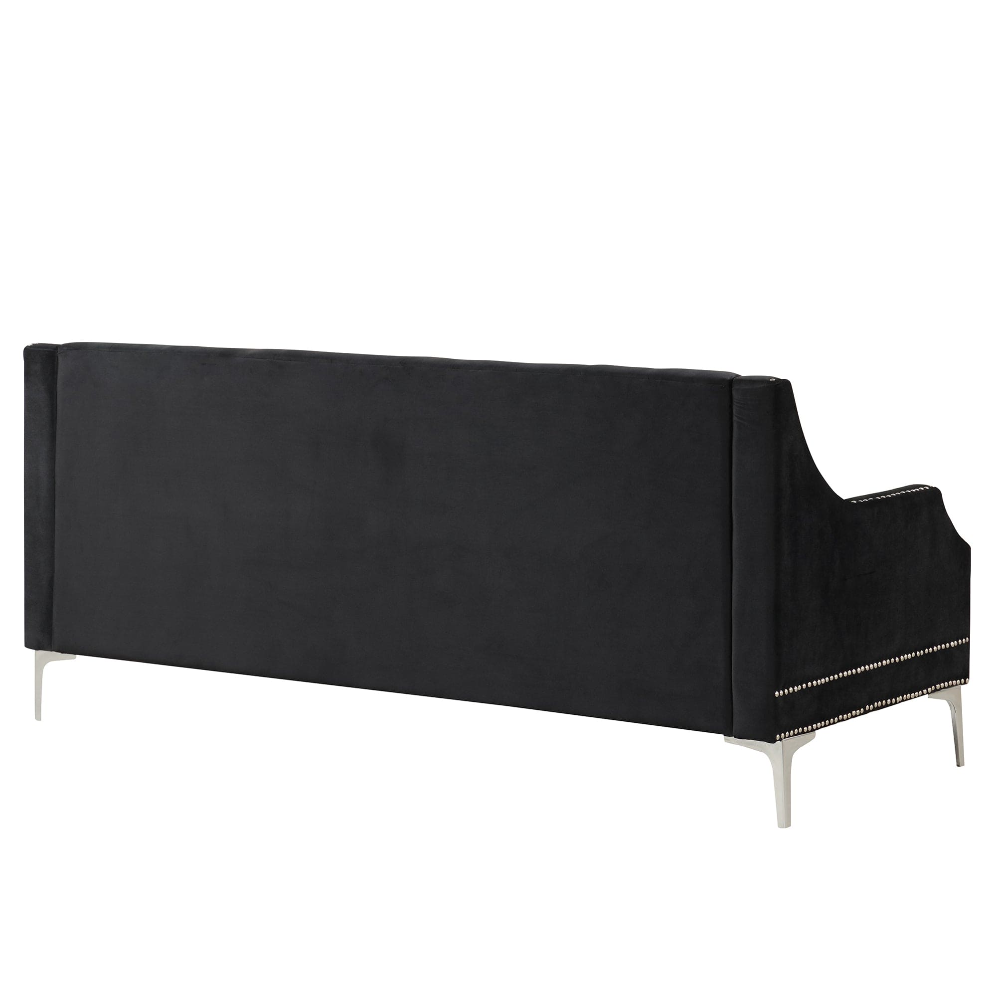 78" Modern Sofa Dutch Plush Upholstered Sofa with Metal Legs, Button Tufted Back Black