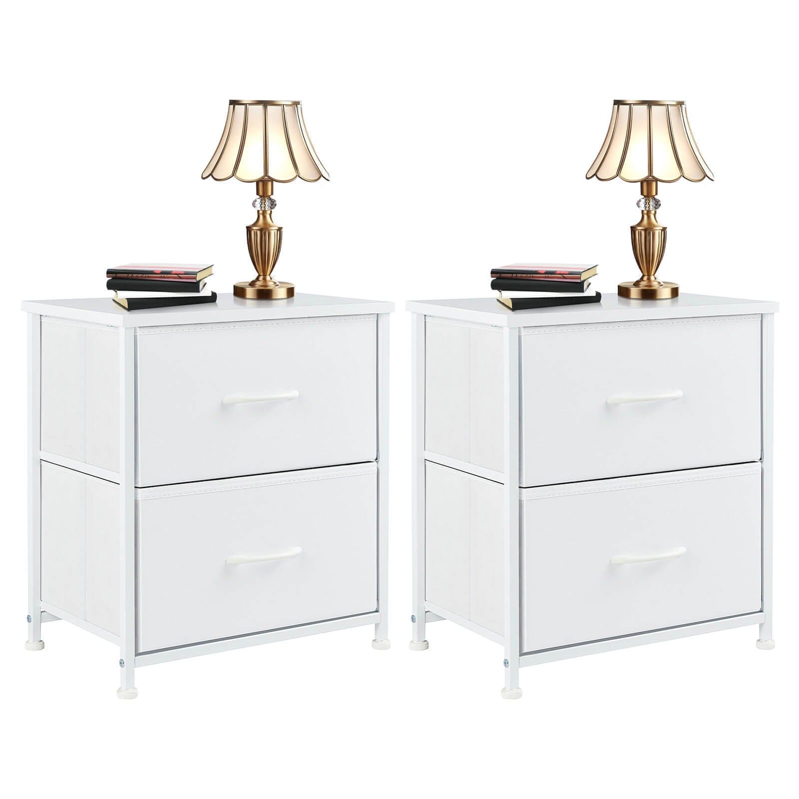 Drawers Dresser Chest of Drawers,Metal Frame and Wood Top,2bc,White