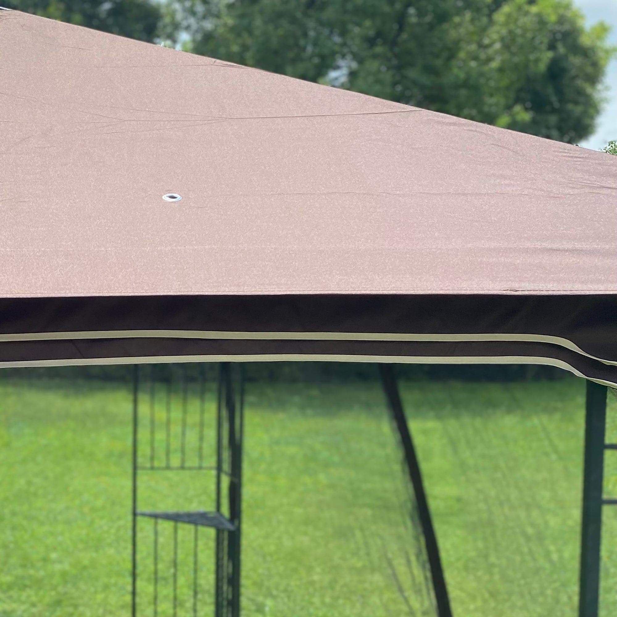 10x10 Outdoor Patio Gazebo Canopy Tent With Ventilated Double Roof And Mosquito net(Detachable Mesh Screen On All Sides),Suitable for Lawn, Garden, Backyard and Deck,Brown Top