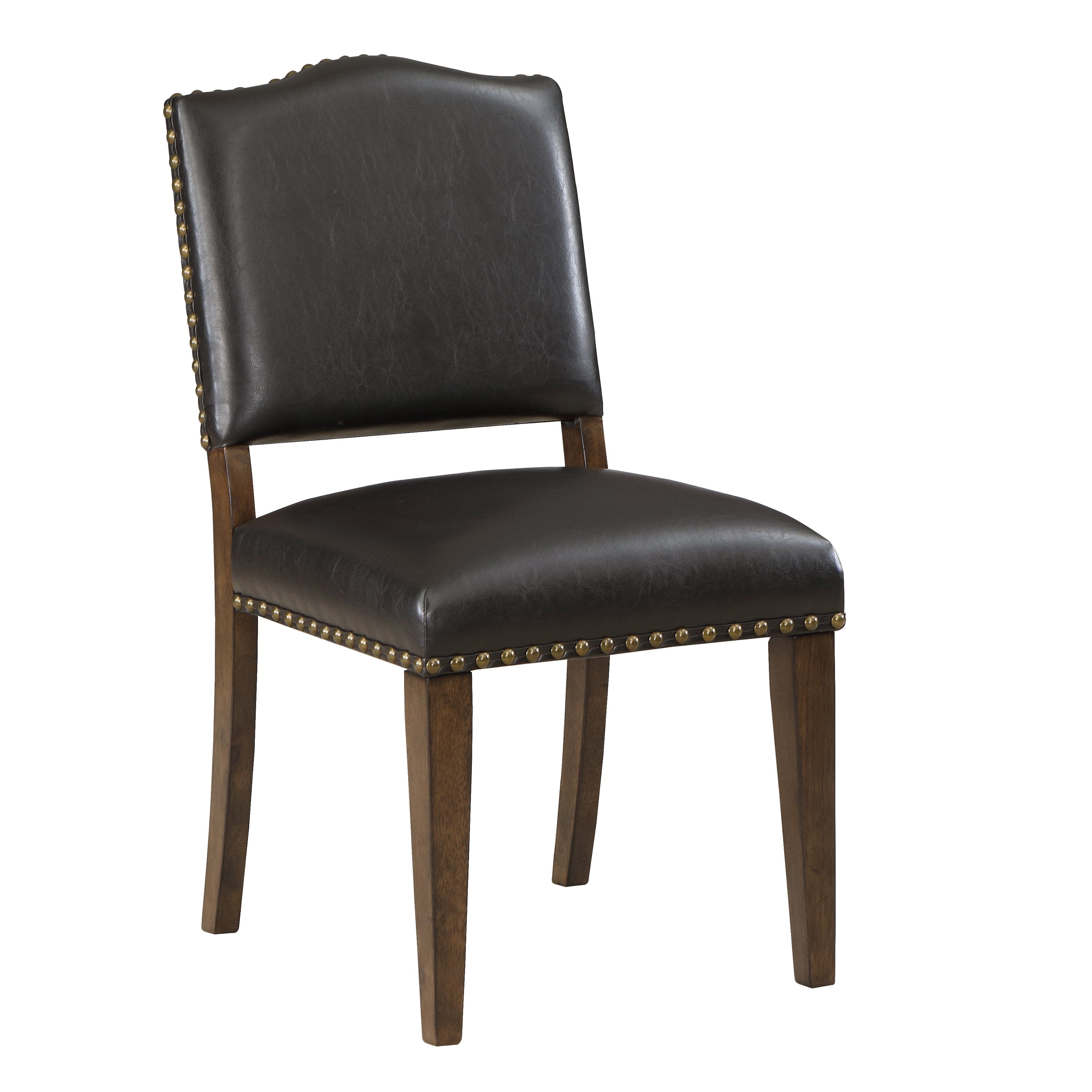 Dahlia Brown Faux Leather Dining Chair with Nail Heads - Set of 2