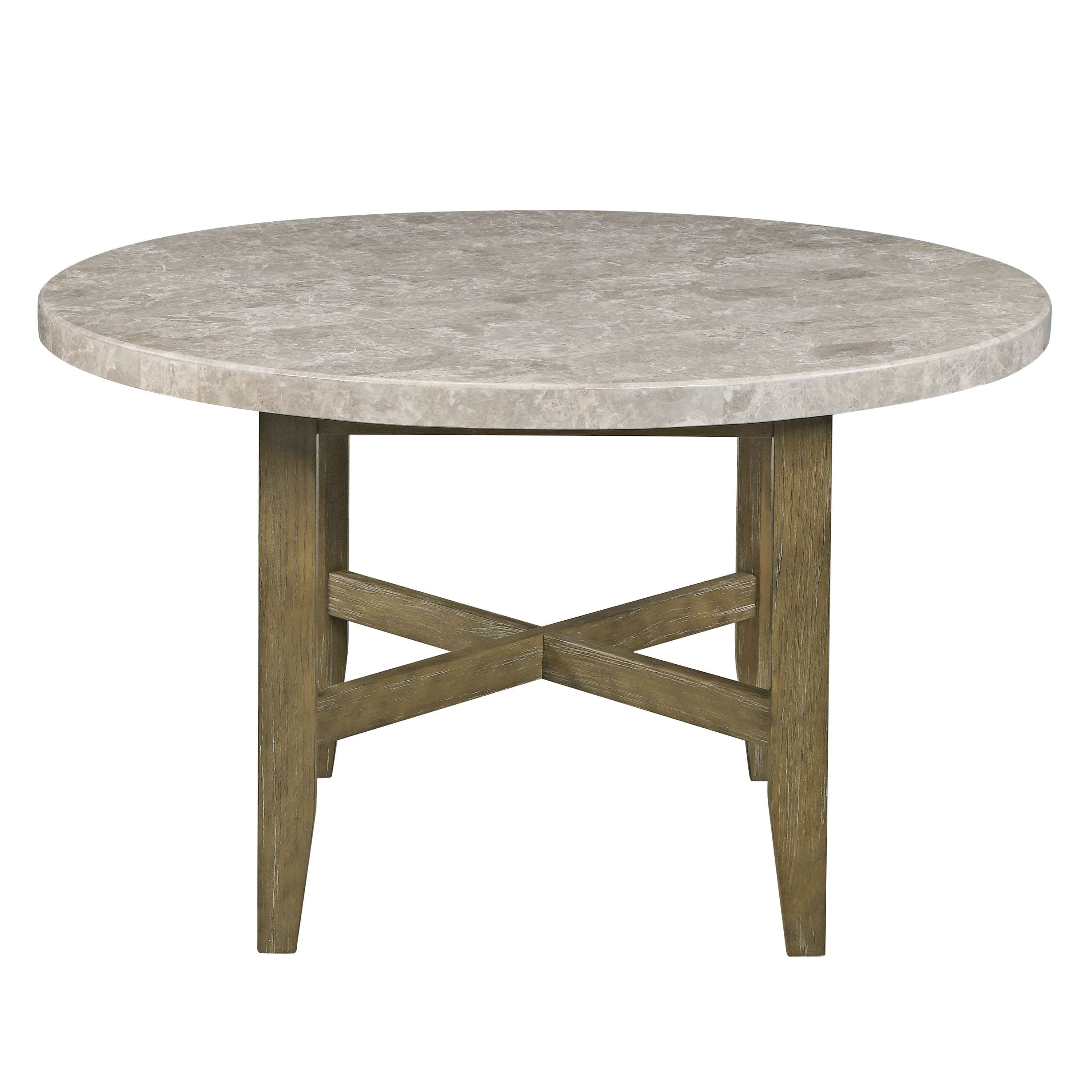 ACME Karsen DINING TABLE W/MARBLE TOP Marble Top & Rustic Oak Finish DN01449