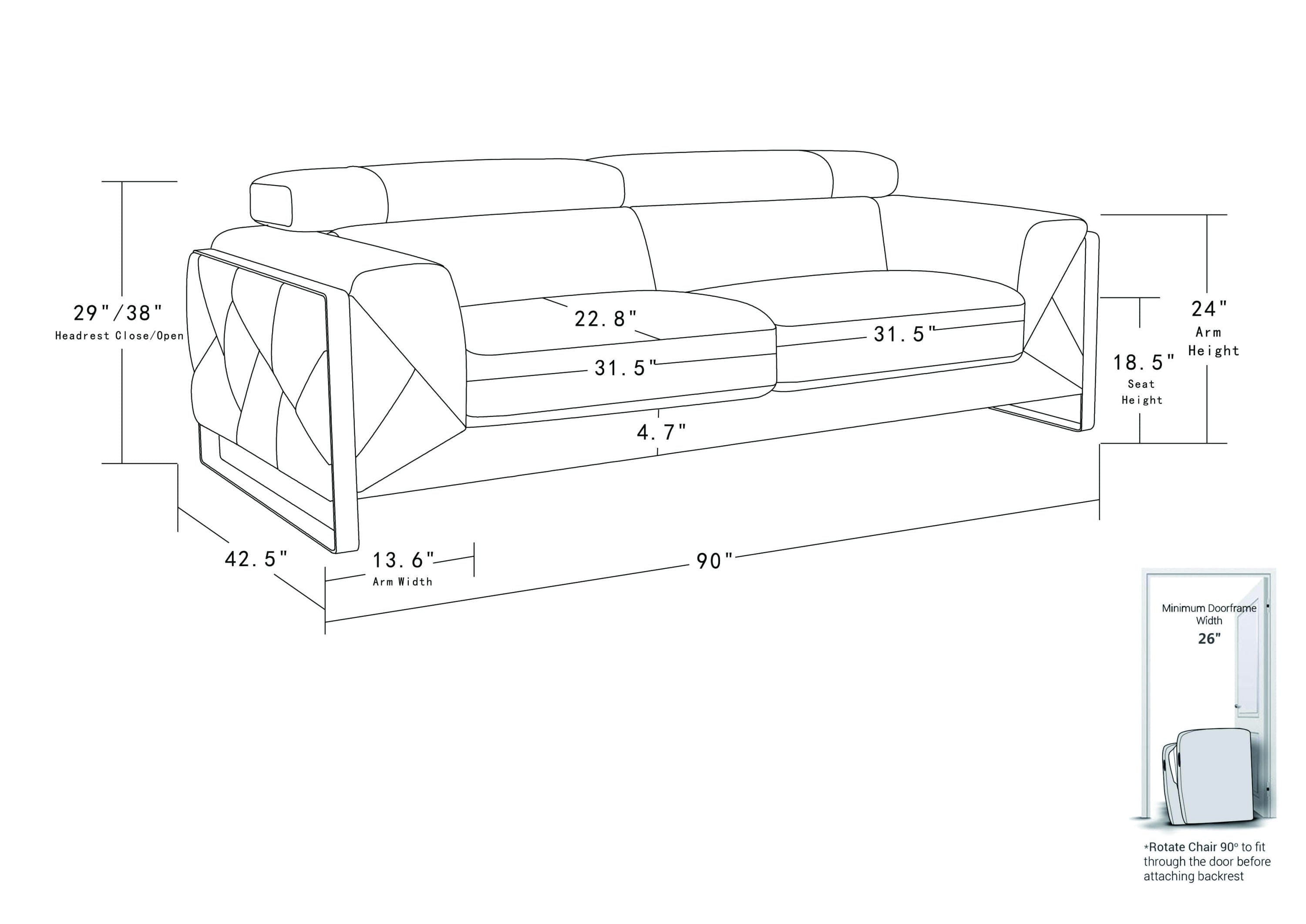 Global United Top Grain Italian Leather  Sofa