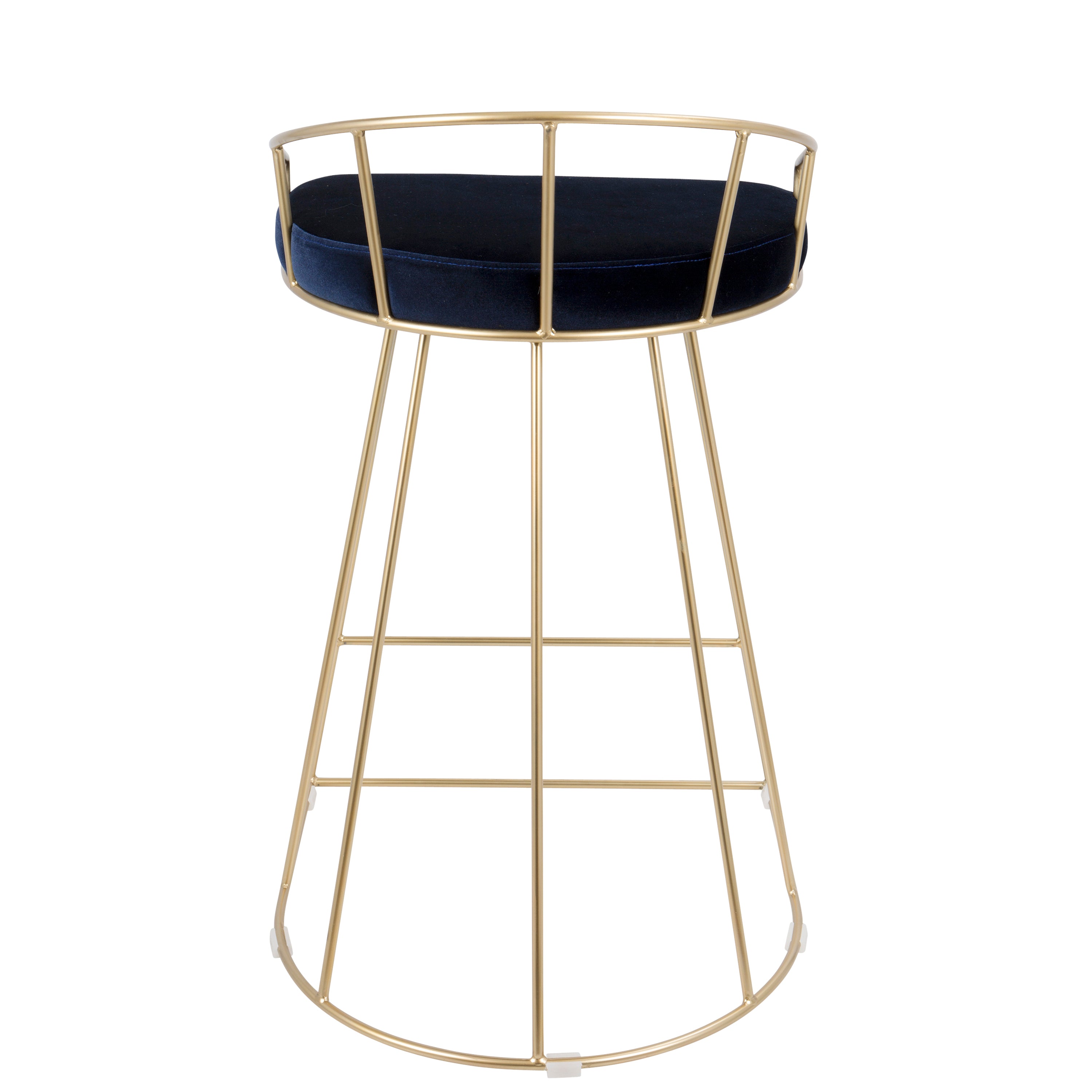 Canary Contemporary-Glam Counter Stool in Gold with Blue Velvet by LumiSource - Set of 2