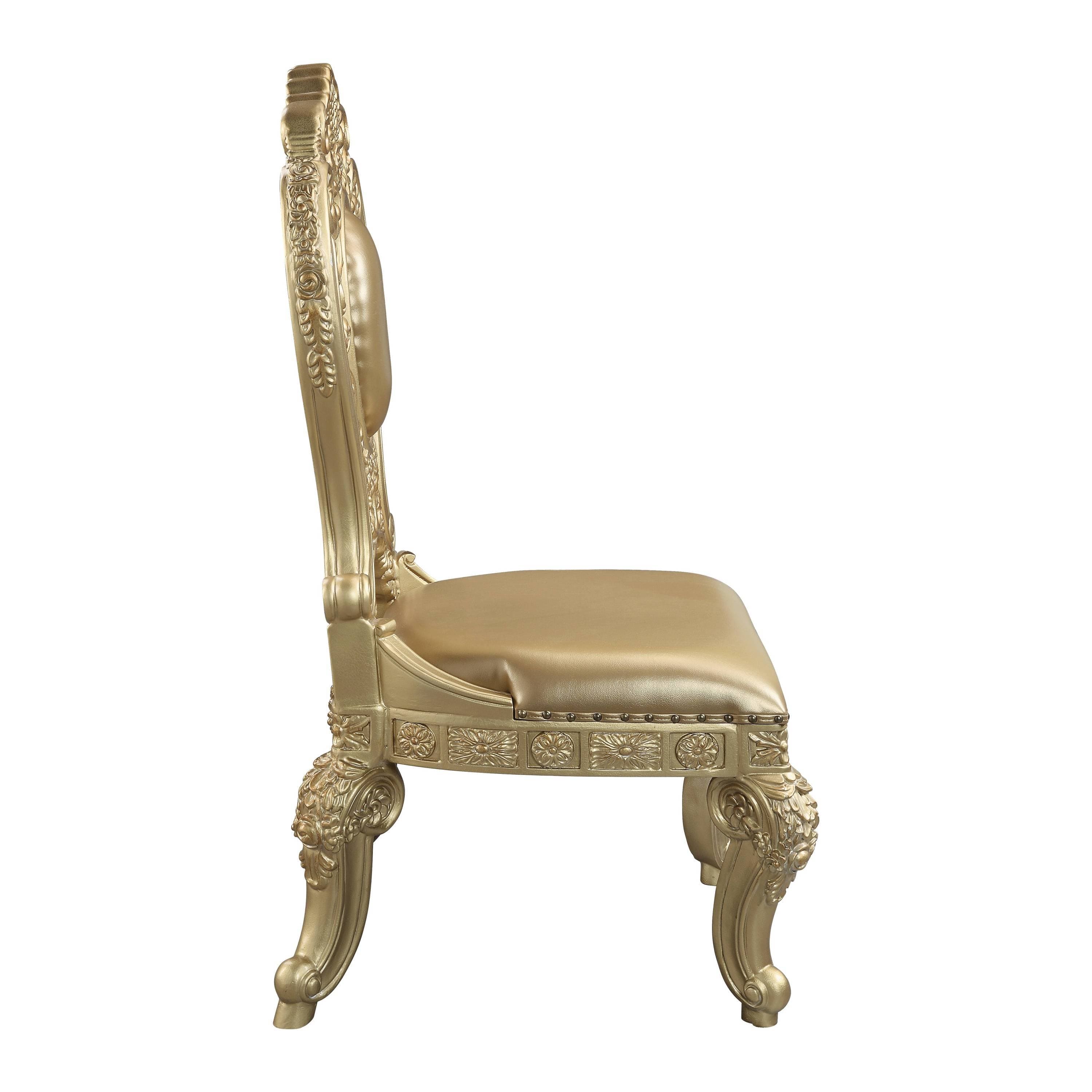 ACME Seville Side Chair (1Pc/1Ctn), Tan PU & Gold Finish DN00458